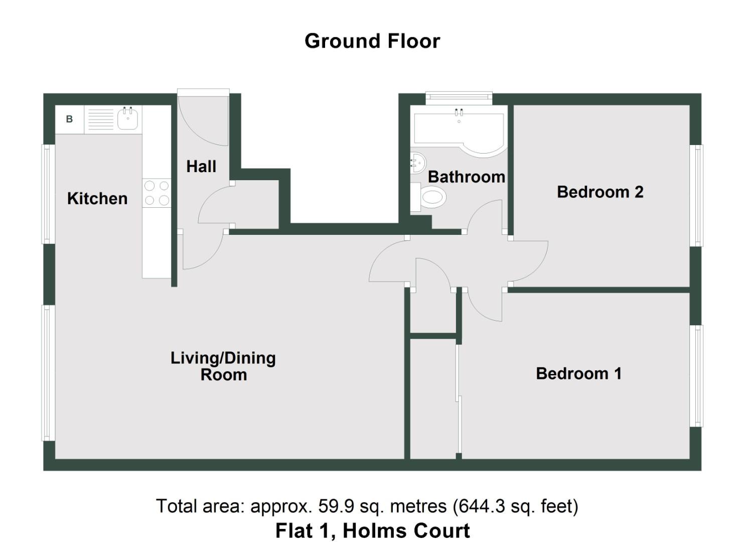 Flat 1, Holms Court, Minehead Avenue, Sully floorplan
