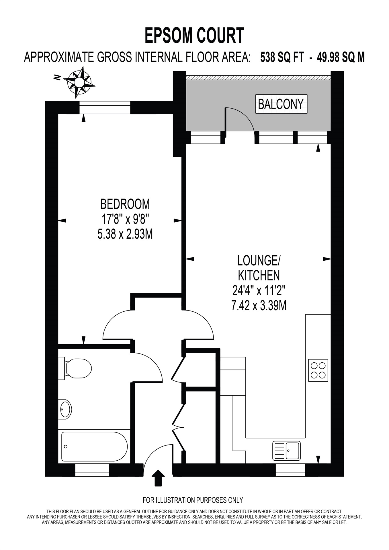 Epsom Court, 40 Upper High Street, Epsom KT17, 1 bedroom flat for sale