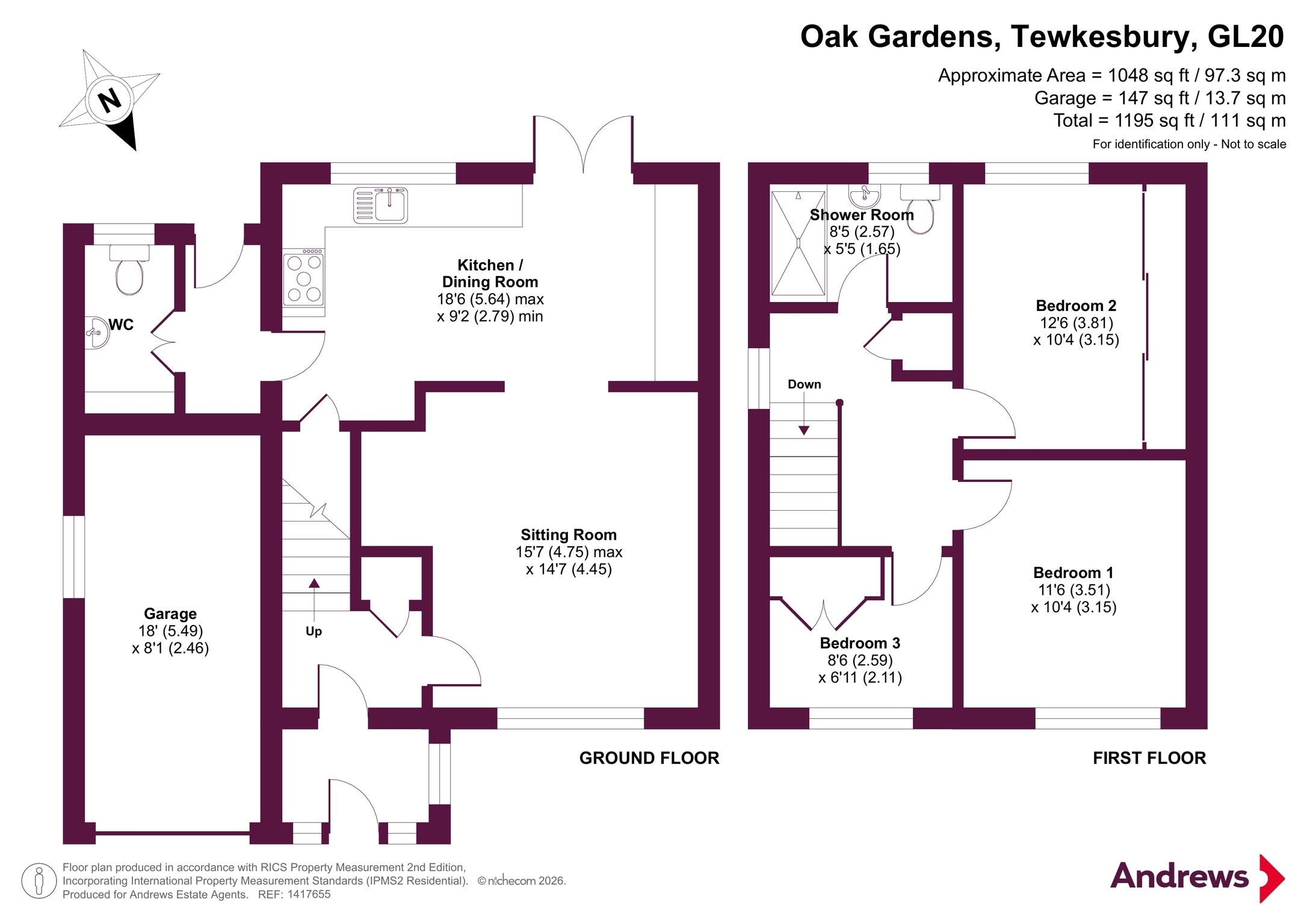 4, Oak Gardens, Tewkesbury floorplan