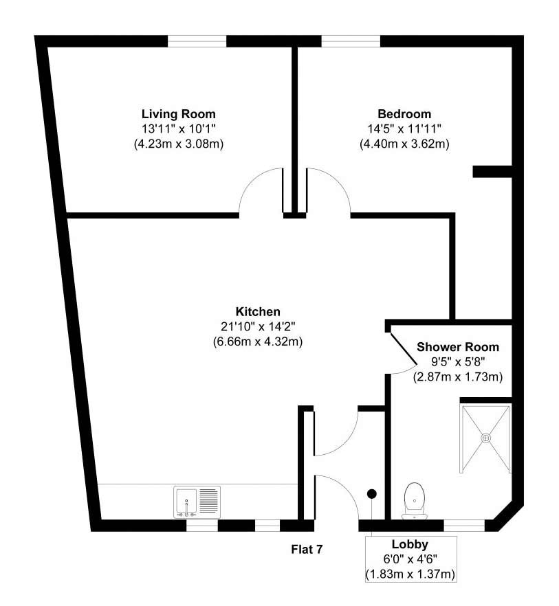 8 Bodmin Road (the shop), and 5 & 7 Grants Walk, ST. AUSTELL floorplan