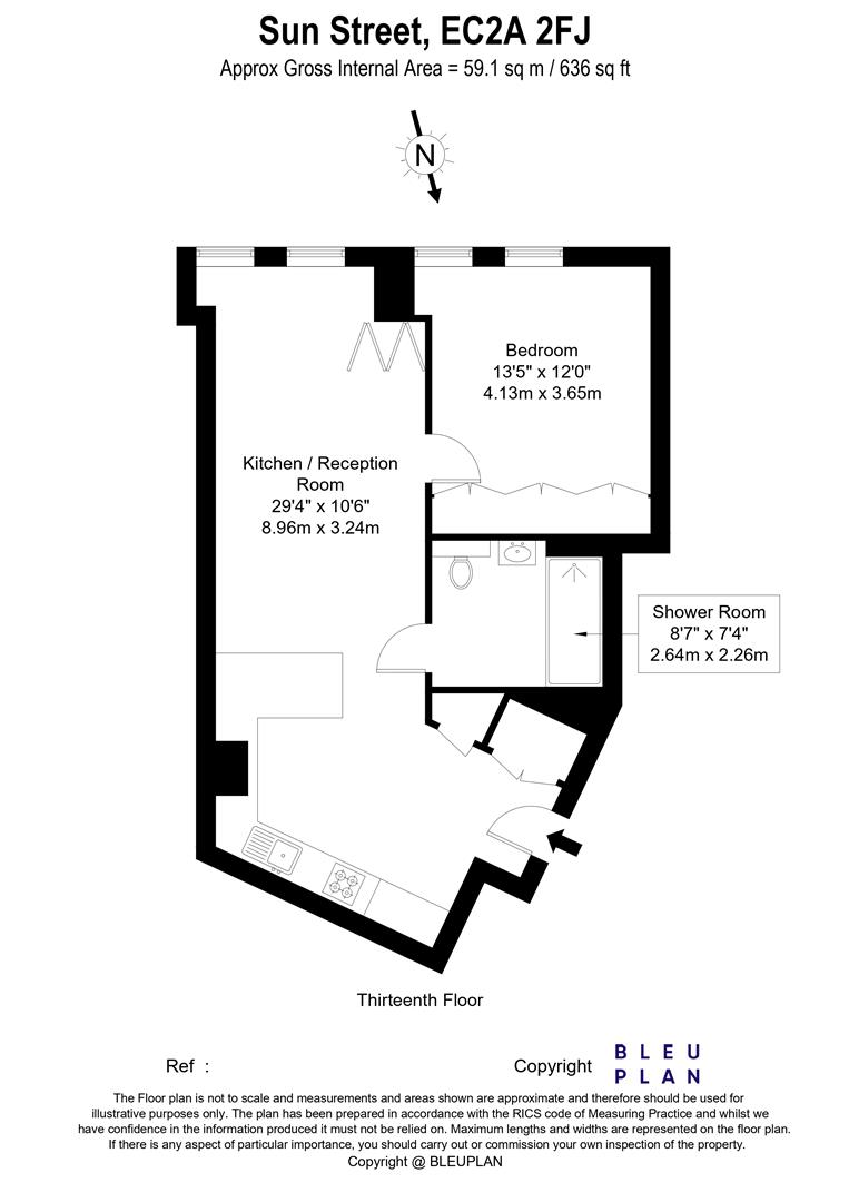 Apartment S1304, 19, Sun Street, London floorplan