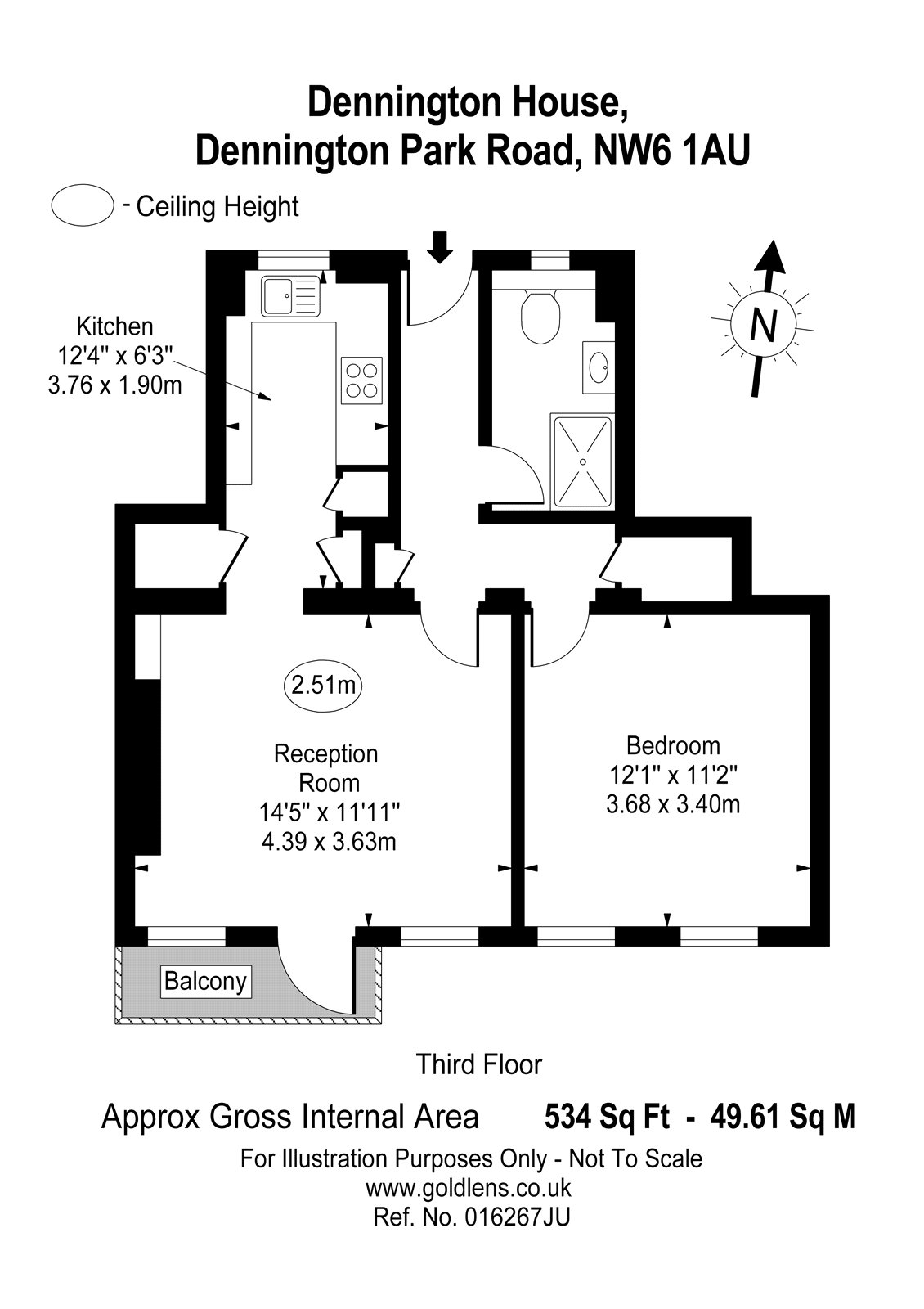 Flat 16, Dennington House,, Dennington Park Road, London floorplan
