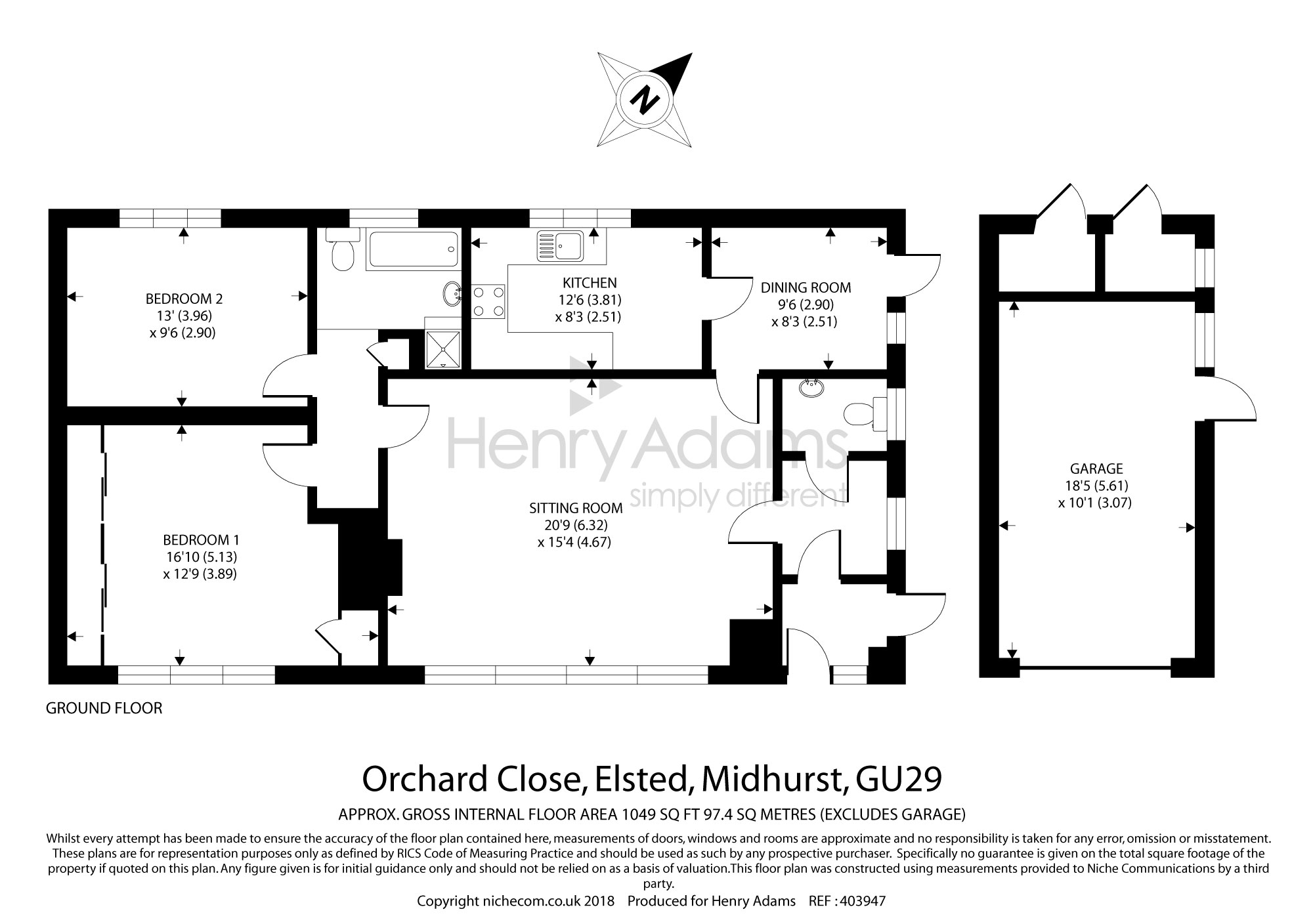 2 Bedrooms Detached bungalow for sale in Orchard Close, Elsted, Midhurst GU29