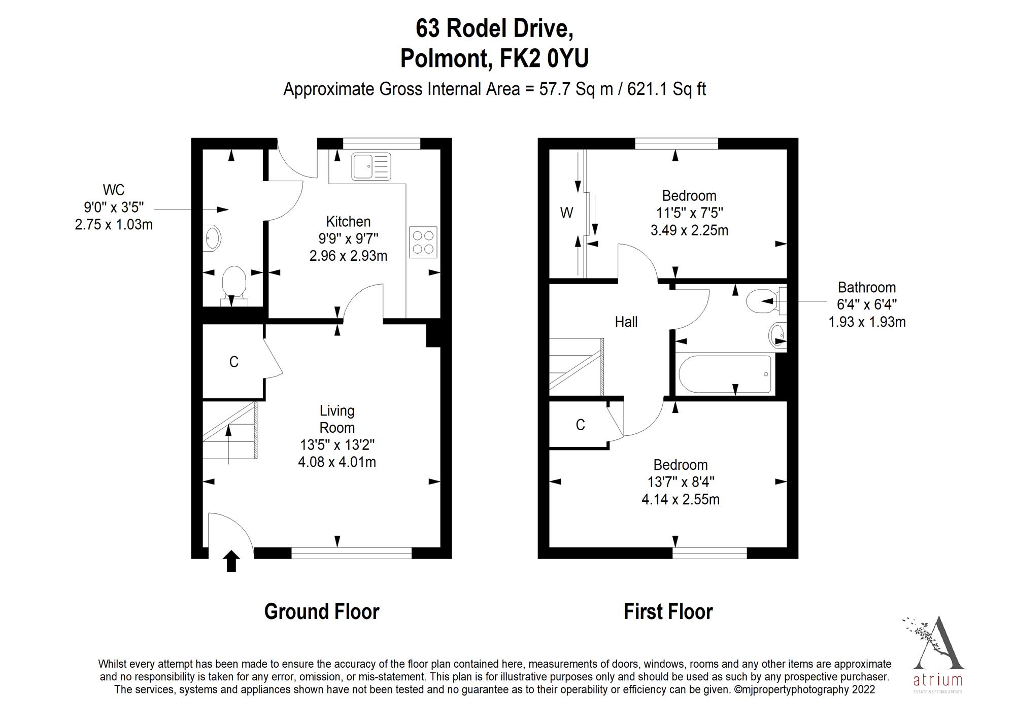 Rodel Drive, Polmont, Falkirk FK2, 2 bedroom terraced house for sale