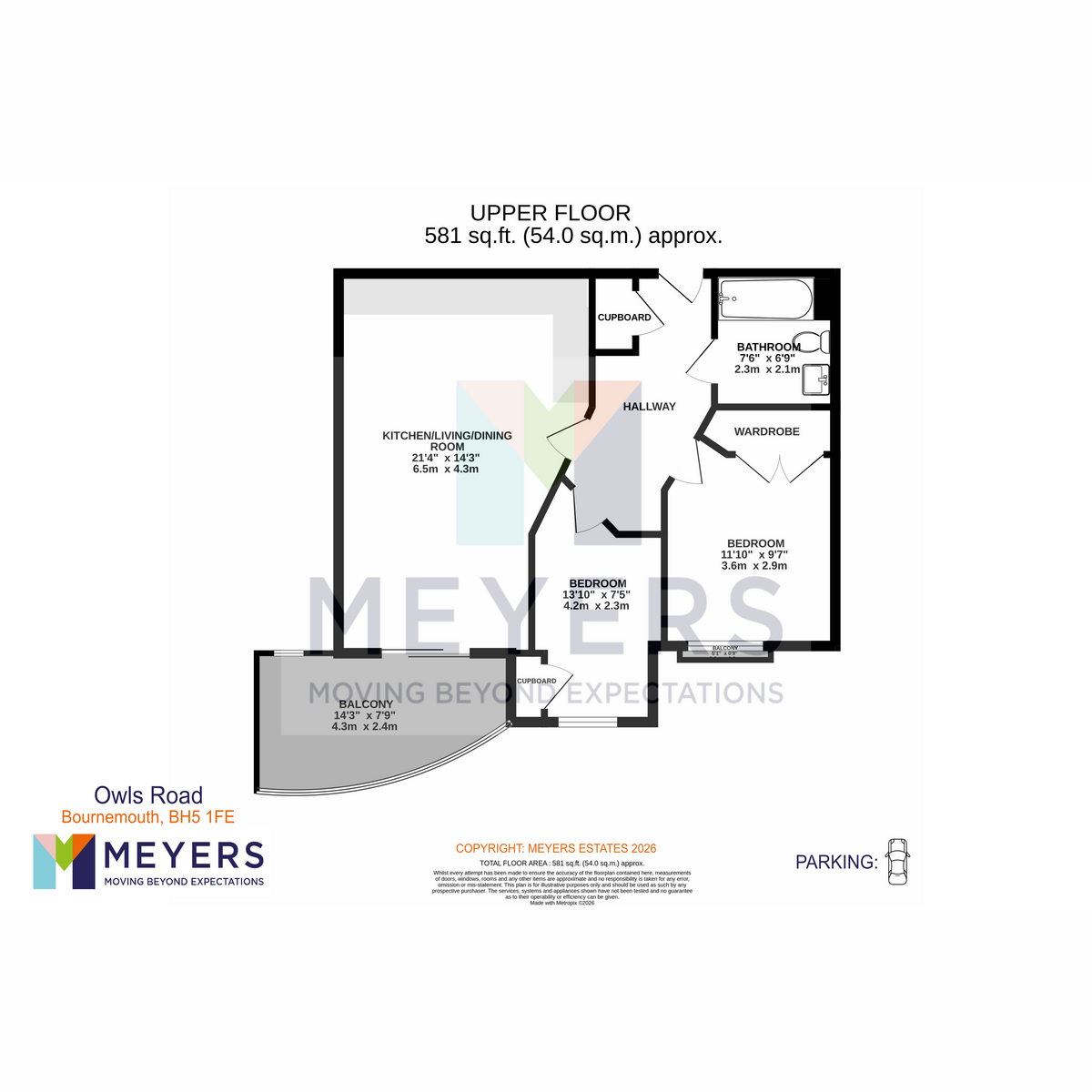 Flat 12 Breeze, 4, Owls Road, Bournemouth floorplan