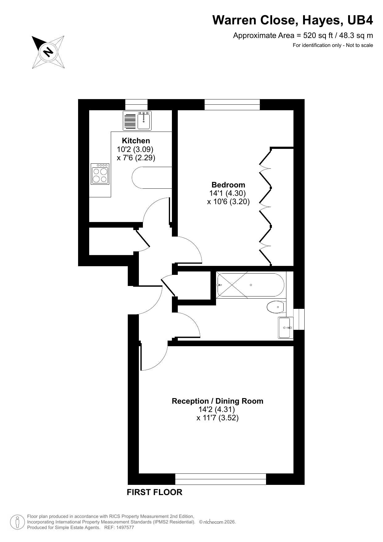 Flat 4 Pentagon house, Warren close, Hayes floorplan