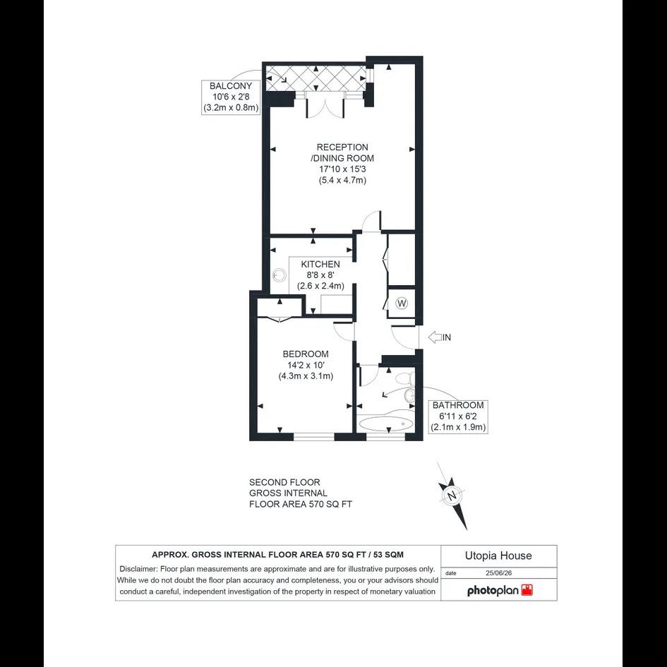 Flat 14, Utopia House 192-206, High Road, London floorplan