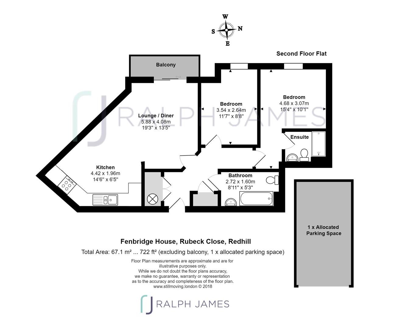 2 Bedrooms Flat for sale in Rubeck Close, Redhill RH1