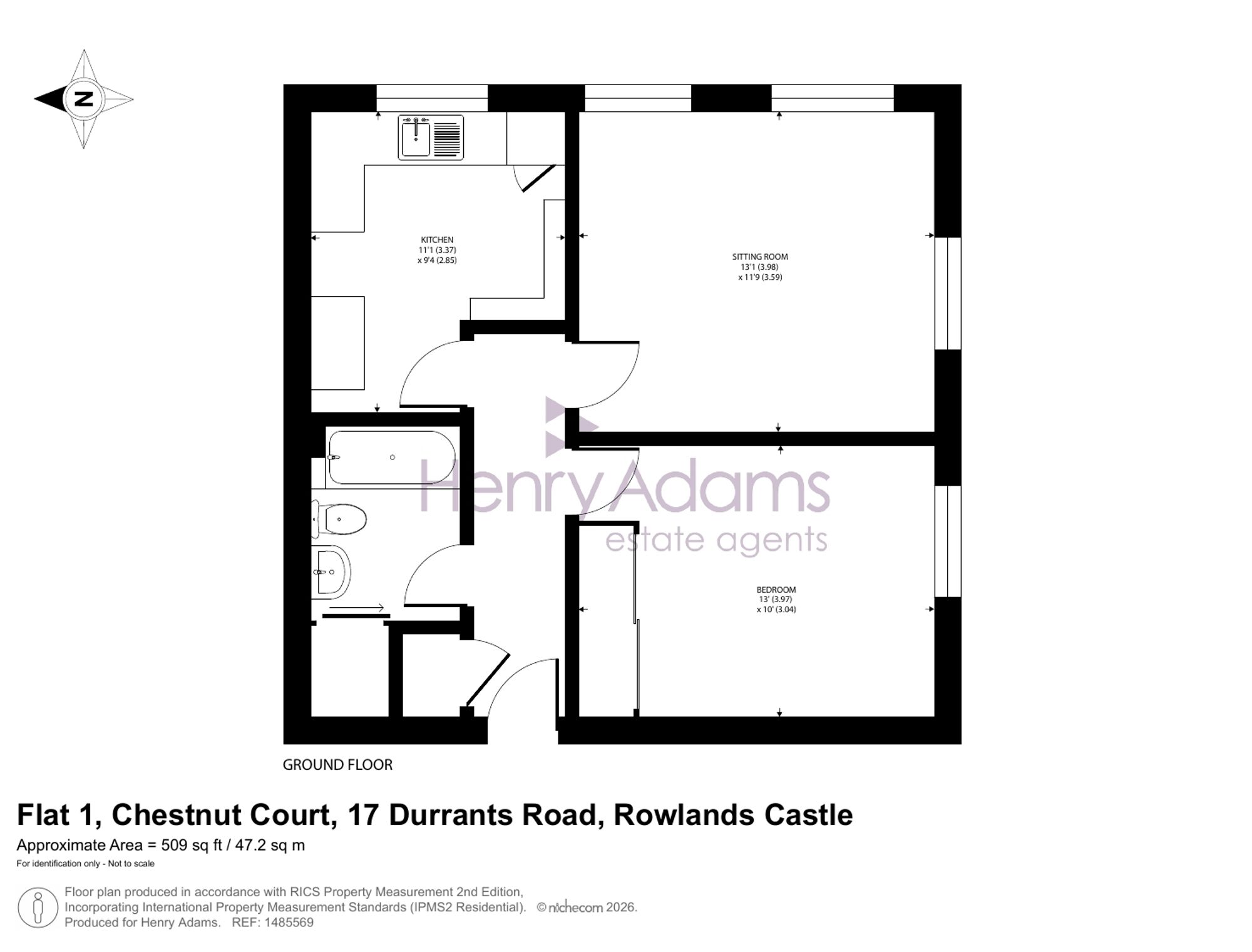 Flat 1, Chestnut Court, Rowland's Castle floorplan