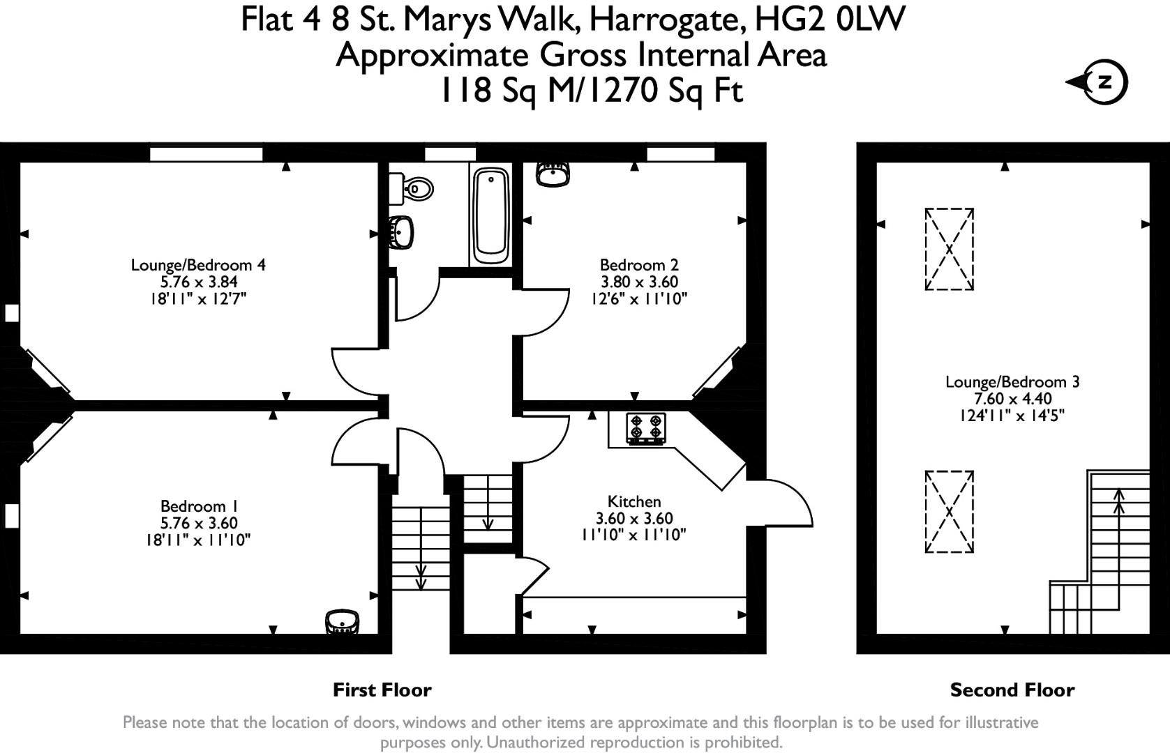 Flat 4, St. Marys Walk, Harrogate HG2, 3 bedroom flat for sale