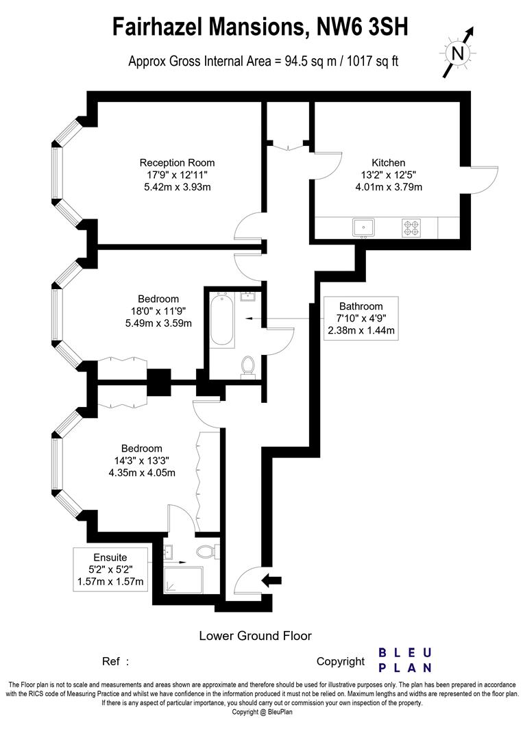 1c, 14, Fairhazel Gardens, London floorplan