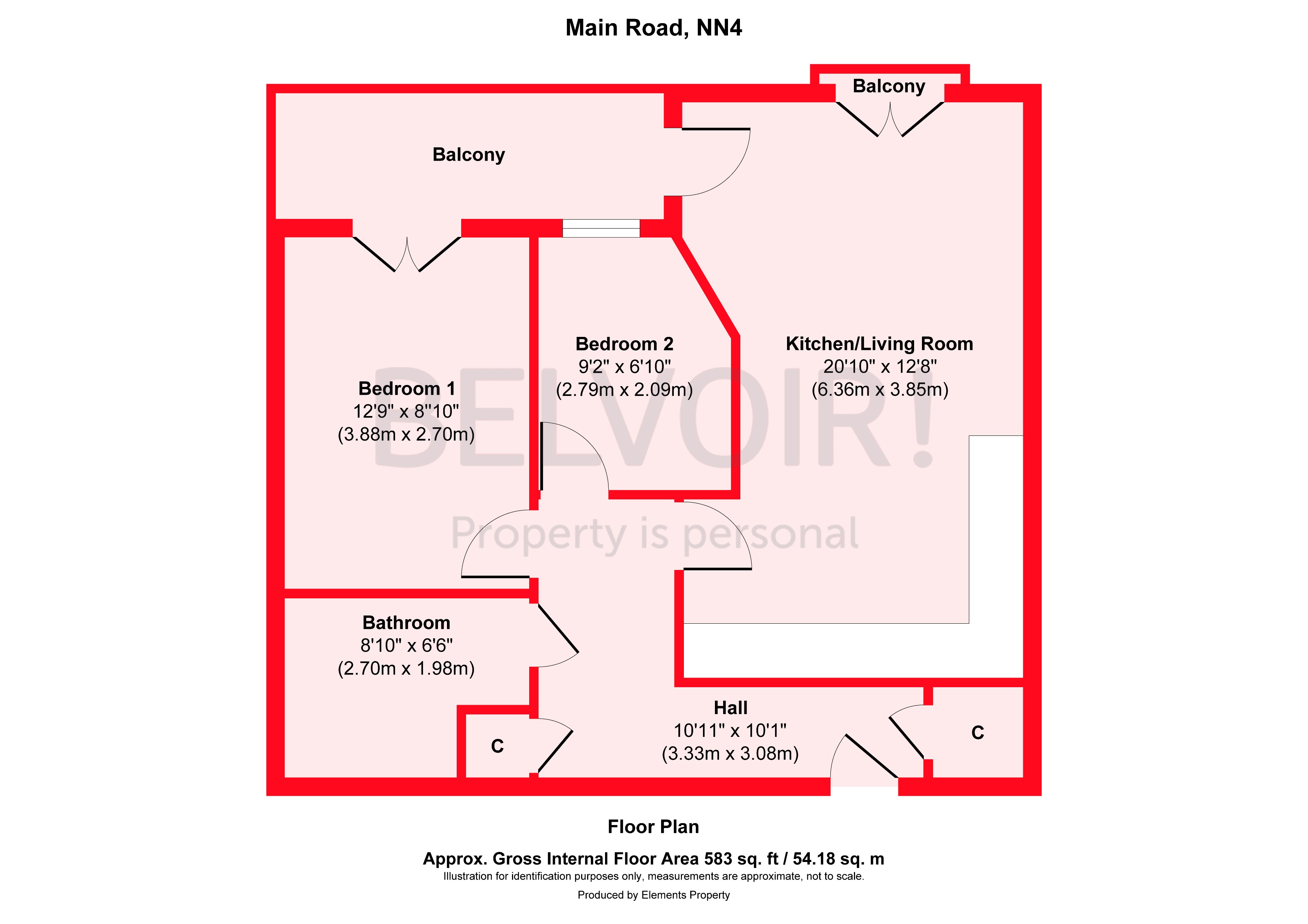 Apartment 14, The Old Baths, 5, Main Road, Northampton floorplan