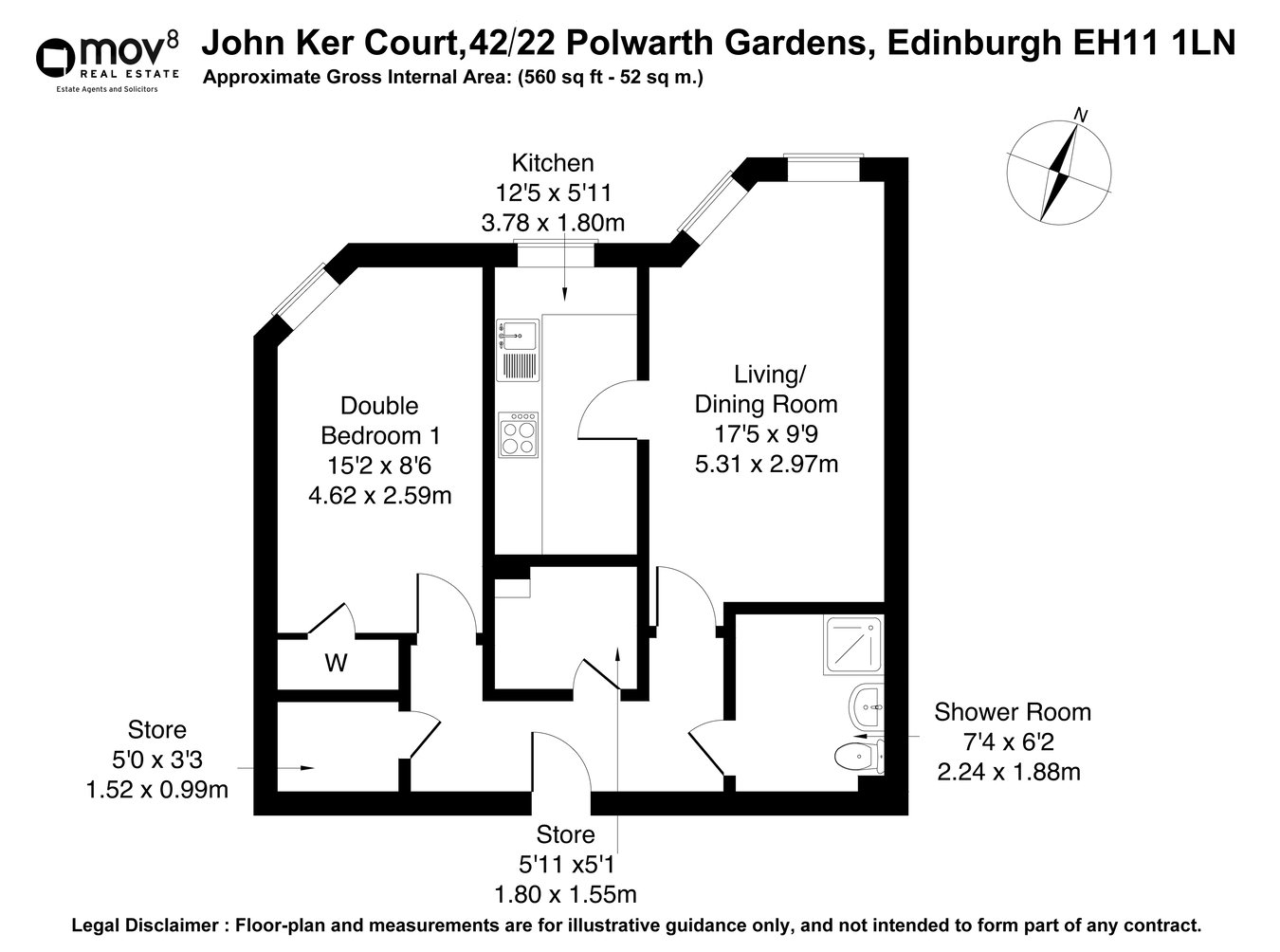 John Ker Court, 42/22, Polwarth Gardens, Edinburgh floorplan