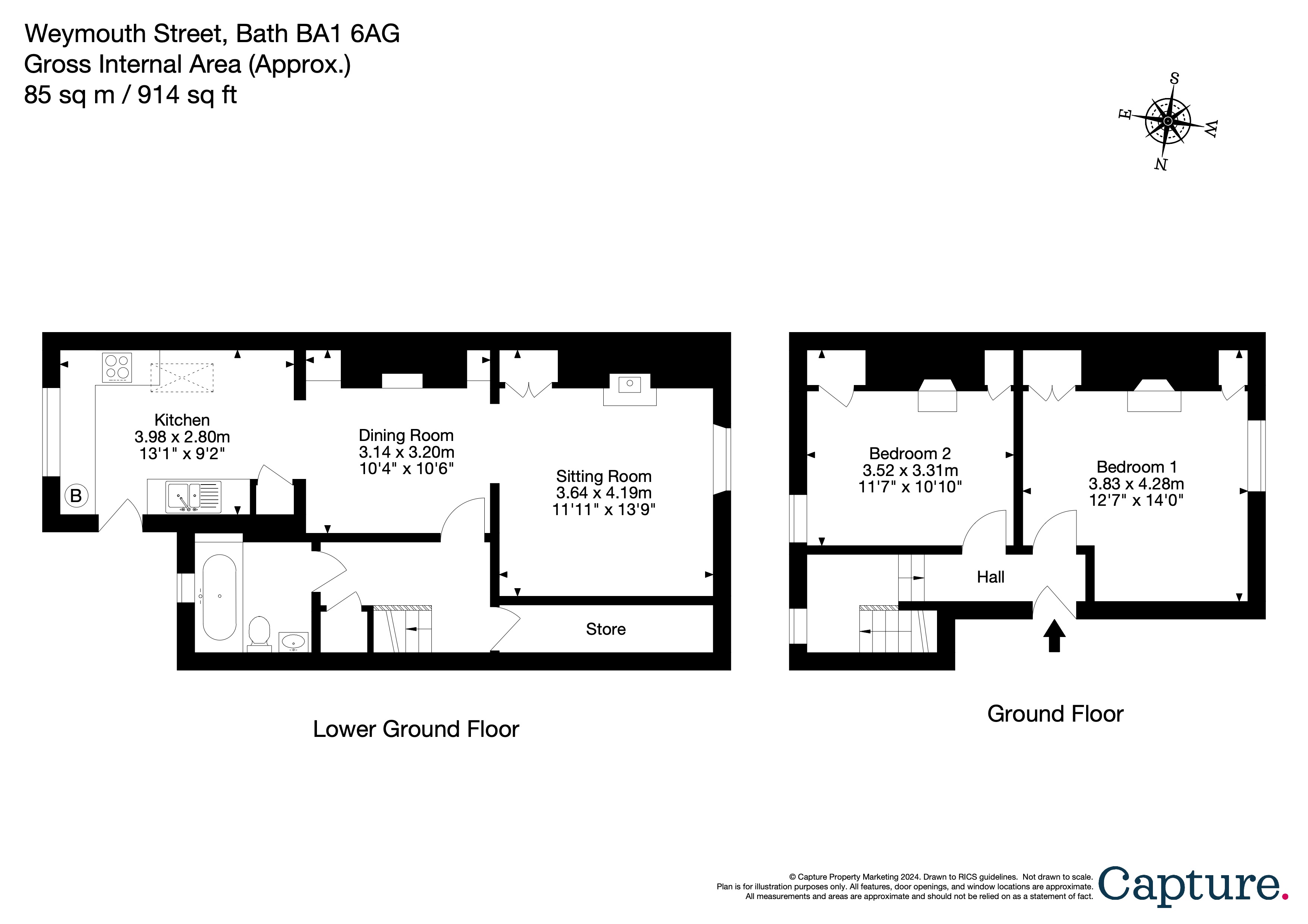 Lower Maisonette, 2, Weymouth Street, Bath floorplan