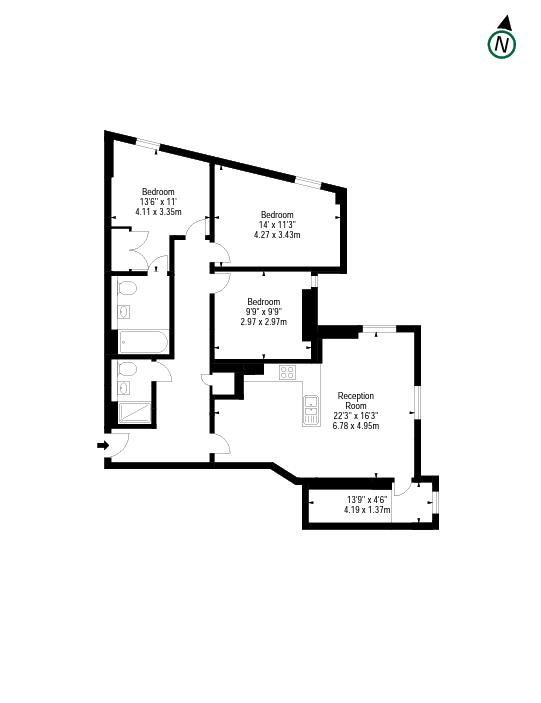 1311, 4, Merchant Square East, London floorplan