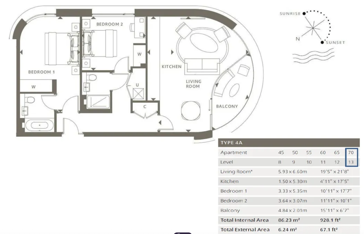 Corniche - Ballymore, Albert Embankment, London floorplan