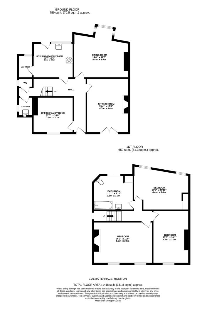 Wistaria Cottage, 1, Alma Terrace, Sidmouth floorplan
