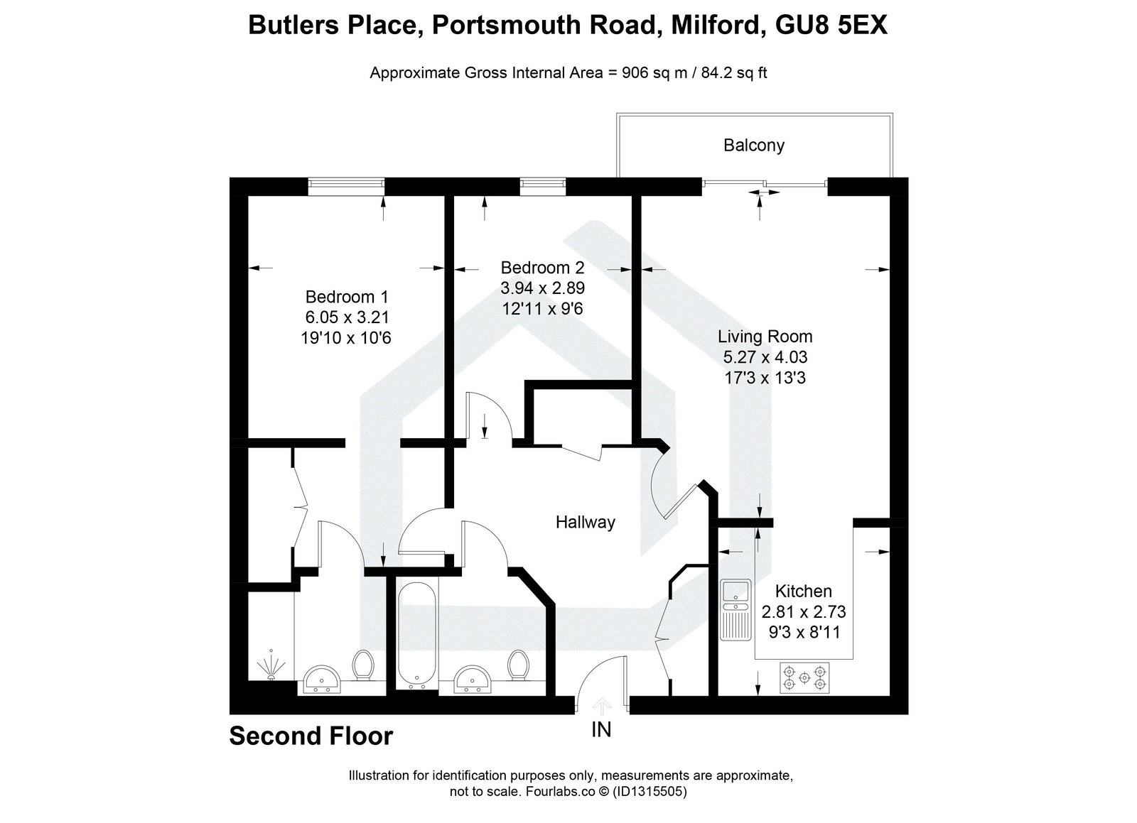 Butlers Place,Flat 17, Portsmouth Road, Godalming floorplan