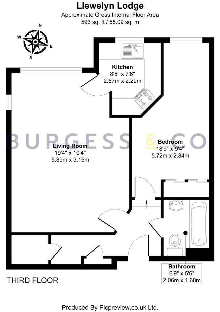 Flat 43 Llewelyn Lodge, 21, Cooden Drive, Bexhill-On-Sea floorplan