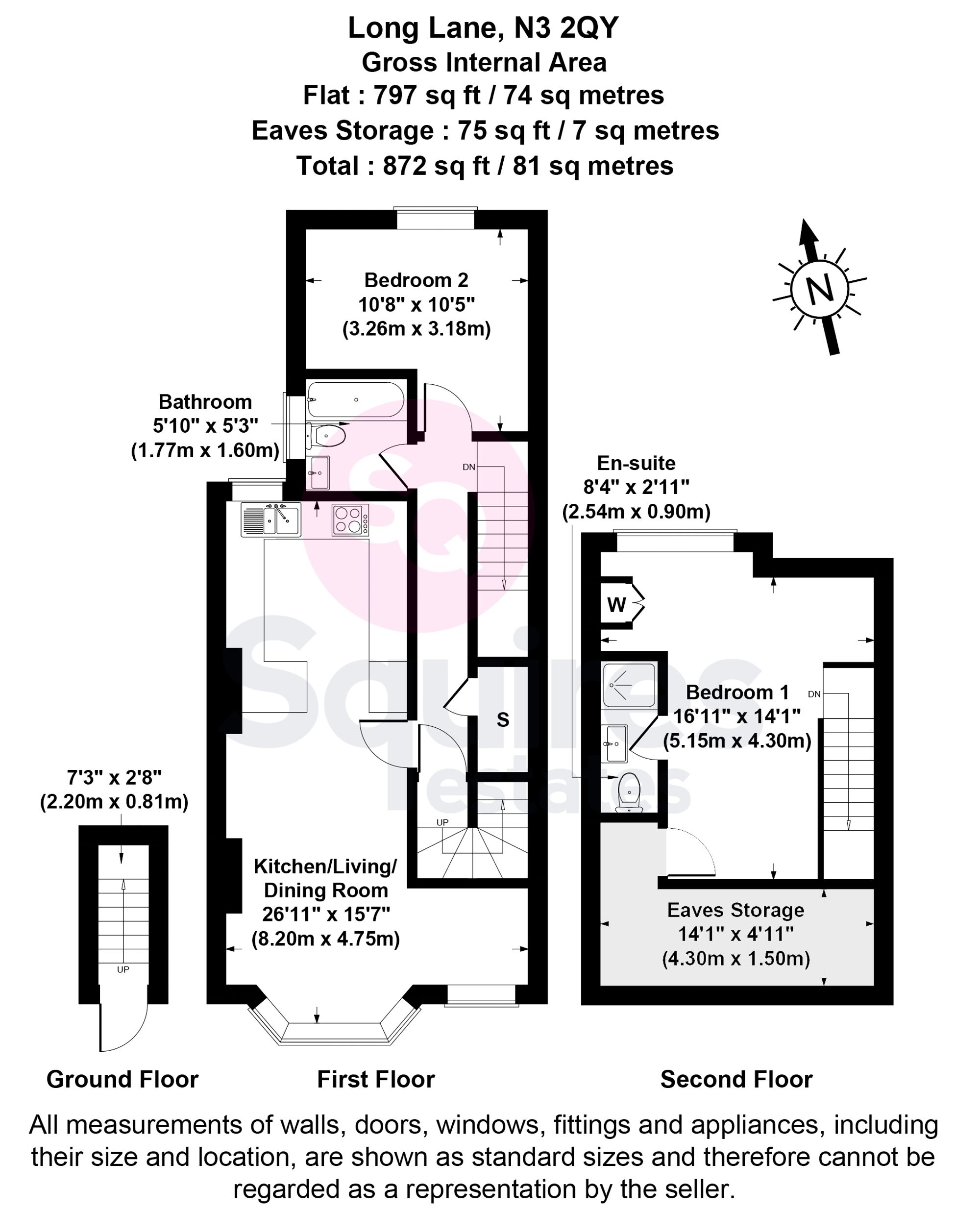 First Floor Flat, 163 Long Lane, London floorplan