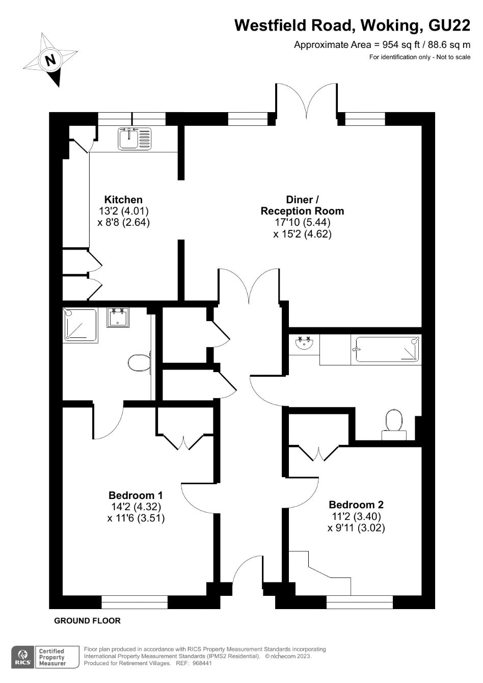 Woodland House, Mayford Grange, Mayford Grange, Woking, Surrey GU22, 2 bedroom flat for sale