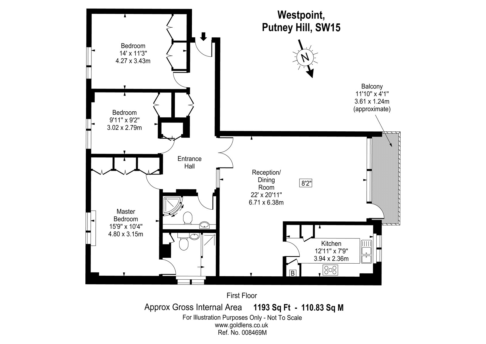 3 Bedrooms Flat to rent in Flat 3, Westpoint, 49 Putney Hill, London SW15