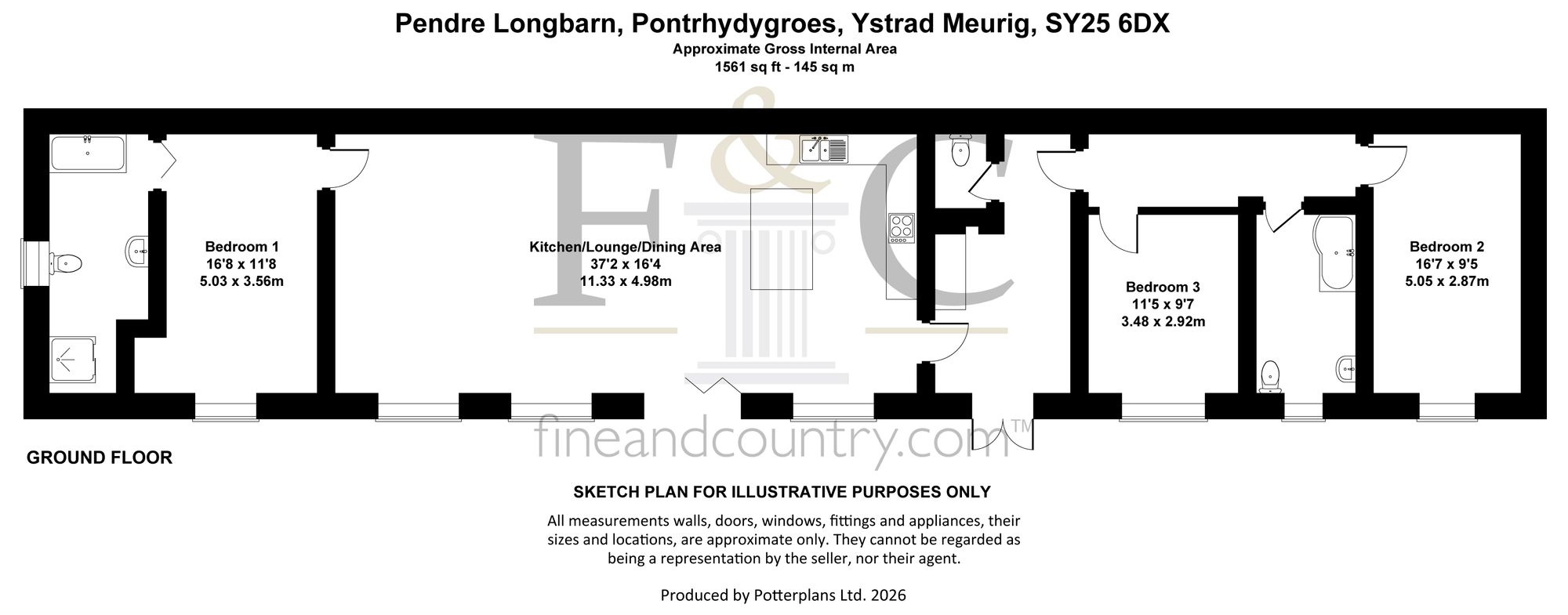 Pendre Longbarn, Pontrhydygroes, Ystrad Meurig floorplan
