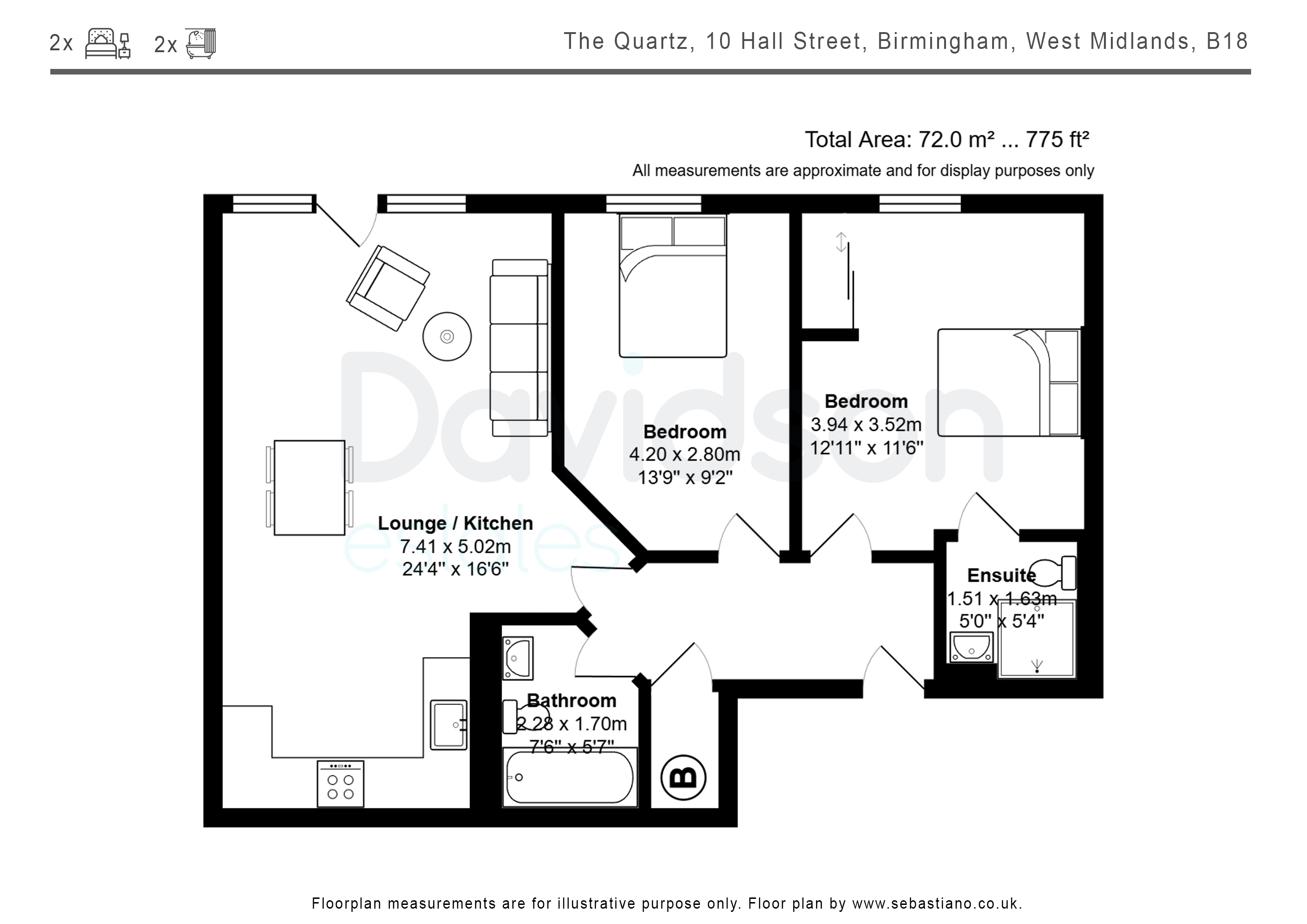 2, Quartz Apartments, Birmingham floorplan