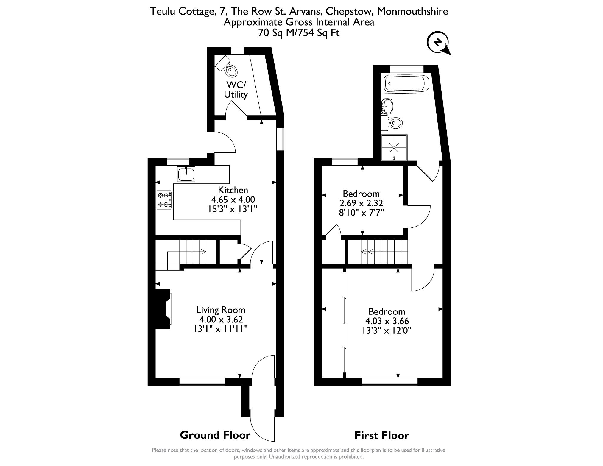 Teulu Cottage 7, The Row, Chepstow floorplan
