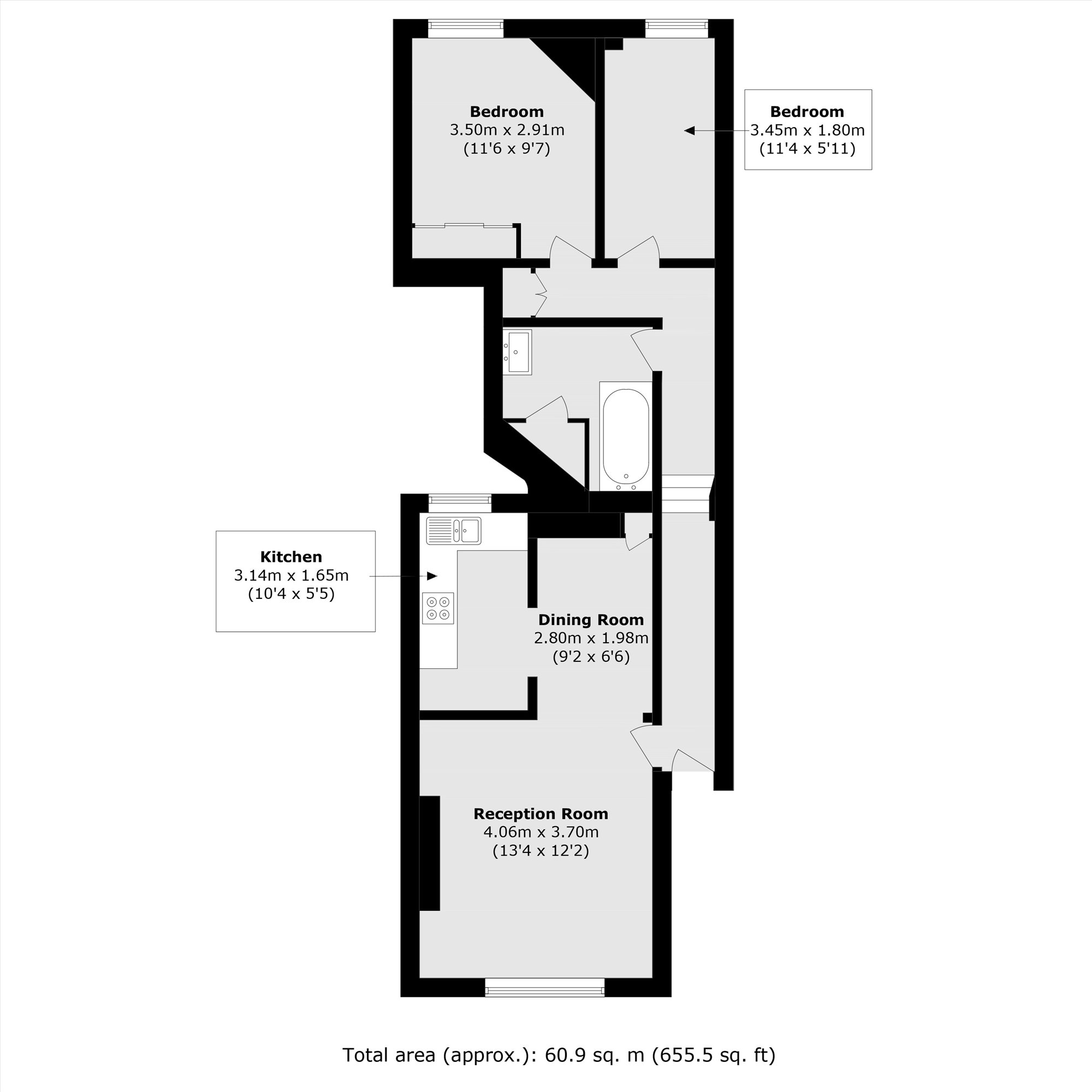 Flat 3  Kent House, Bassano Street, LONDON floorplan