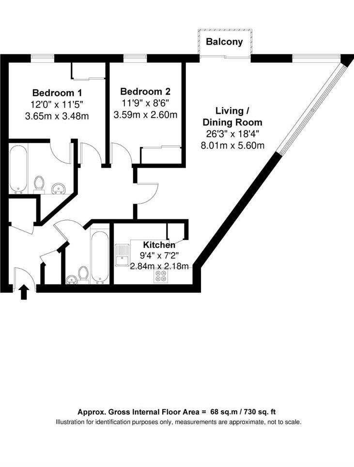 Flat 709, One Brewery Wharf, Waterloo Street, Leeds floorplan