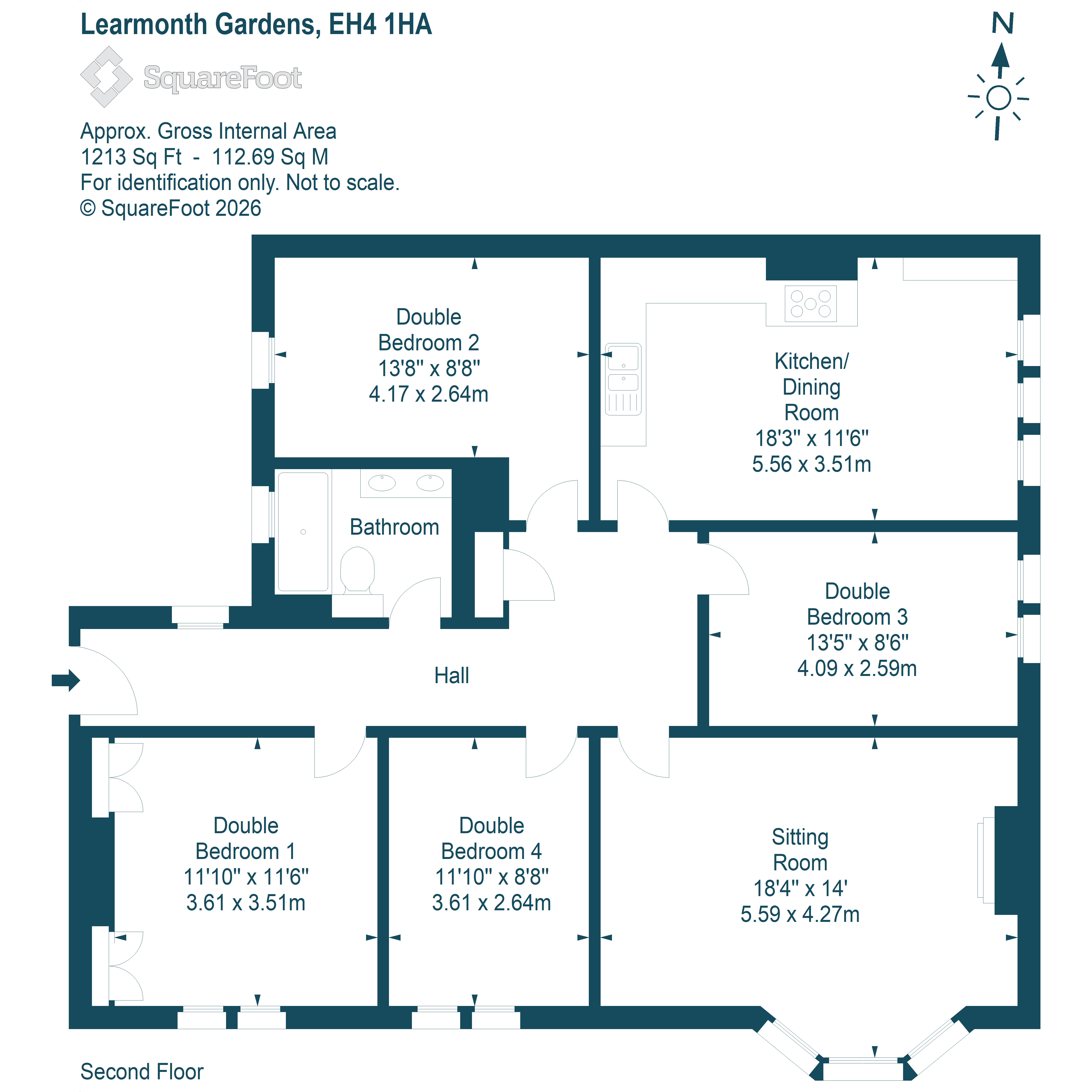 21, 2F1, Learmonth Gardens, Edinburgh floorplan