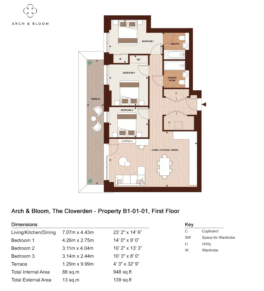 Arch & Bloom, Arch & Bloom, 2 St Saviours View, Guildford, Surrey, Guildford floorplan