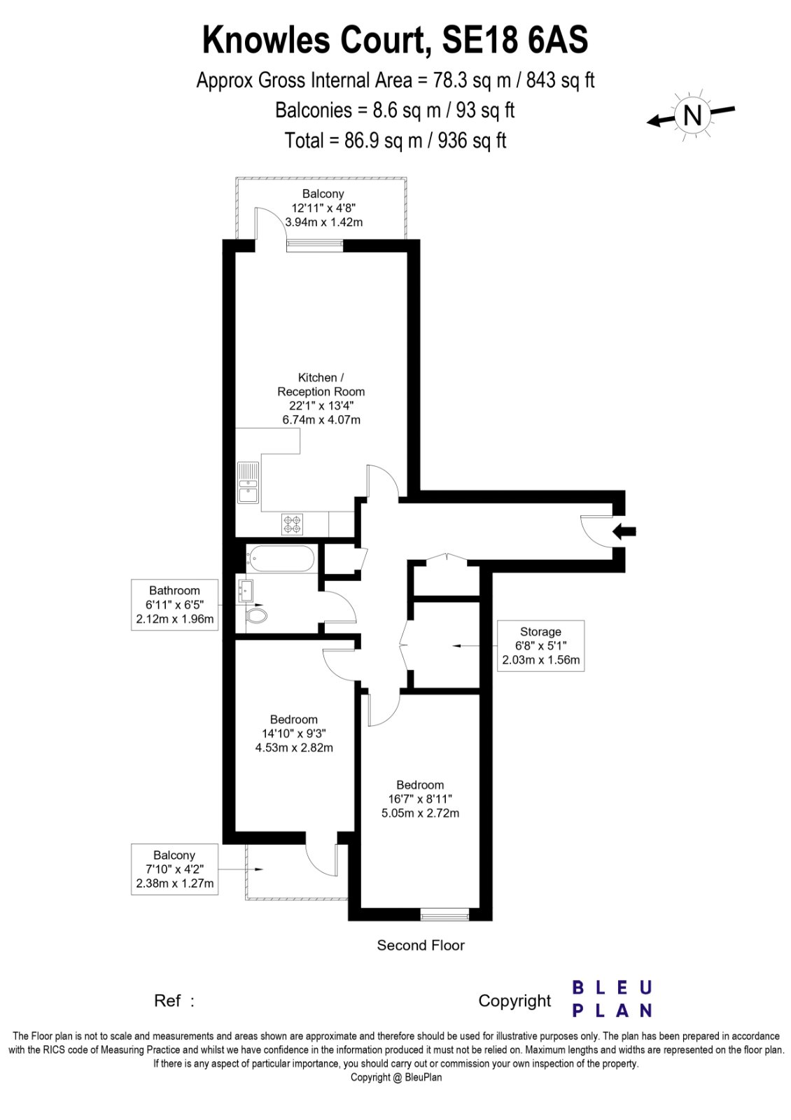 Flat 202, Knowles Court, 18, Brumwell Avenue, Woolwich floorplan