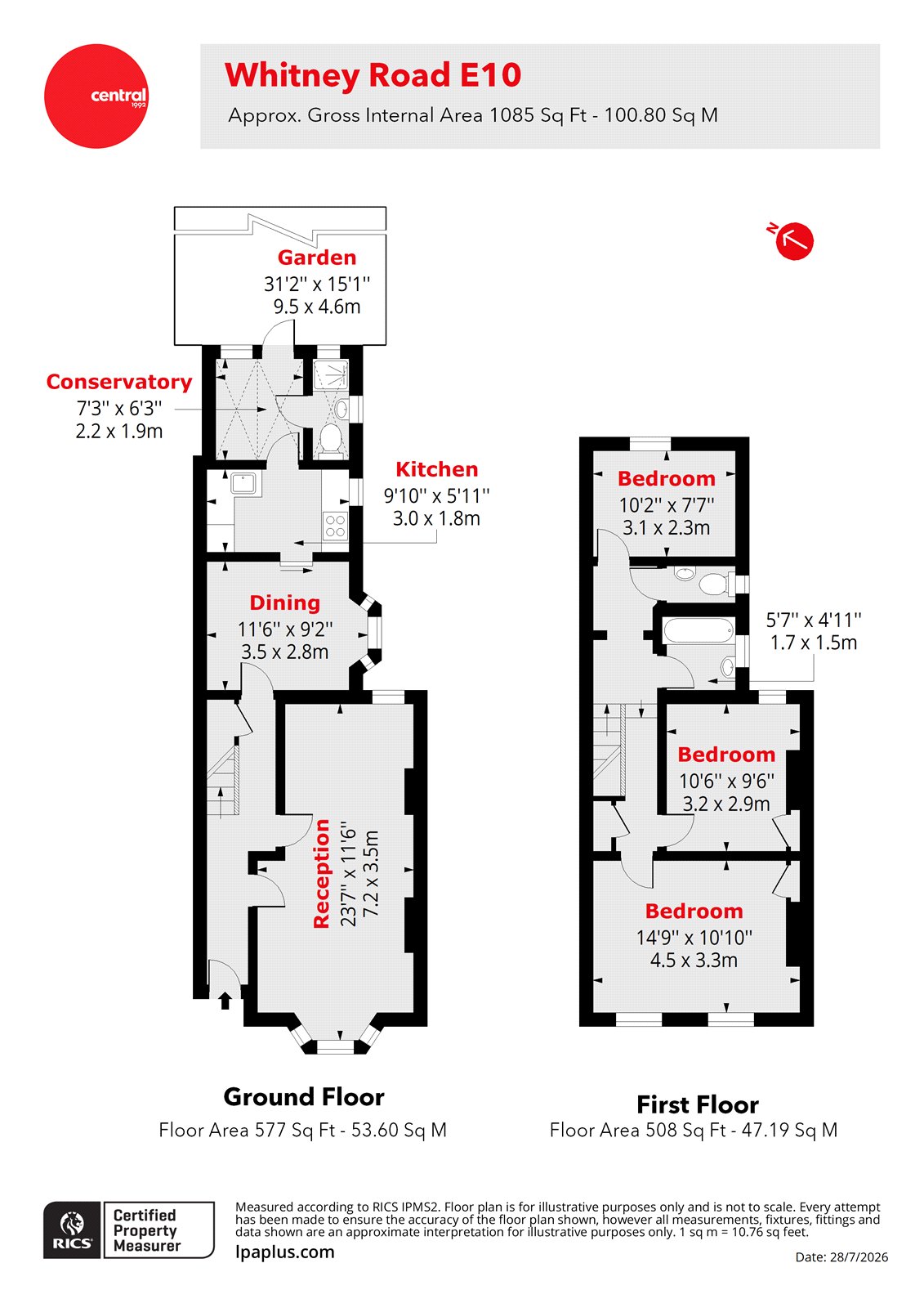 10, Whitney Road, London floorplan