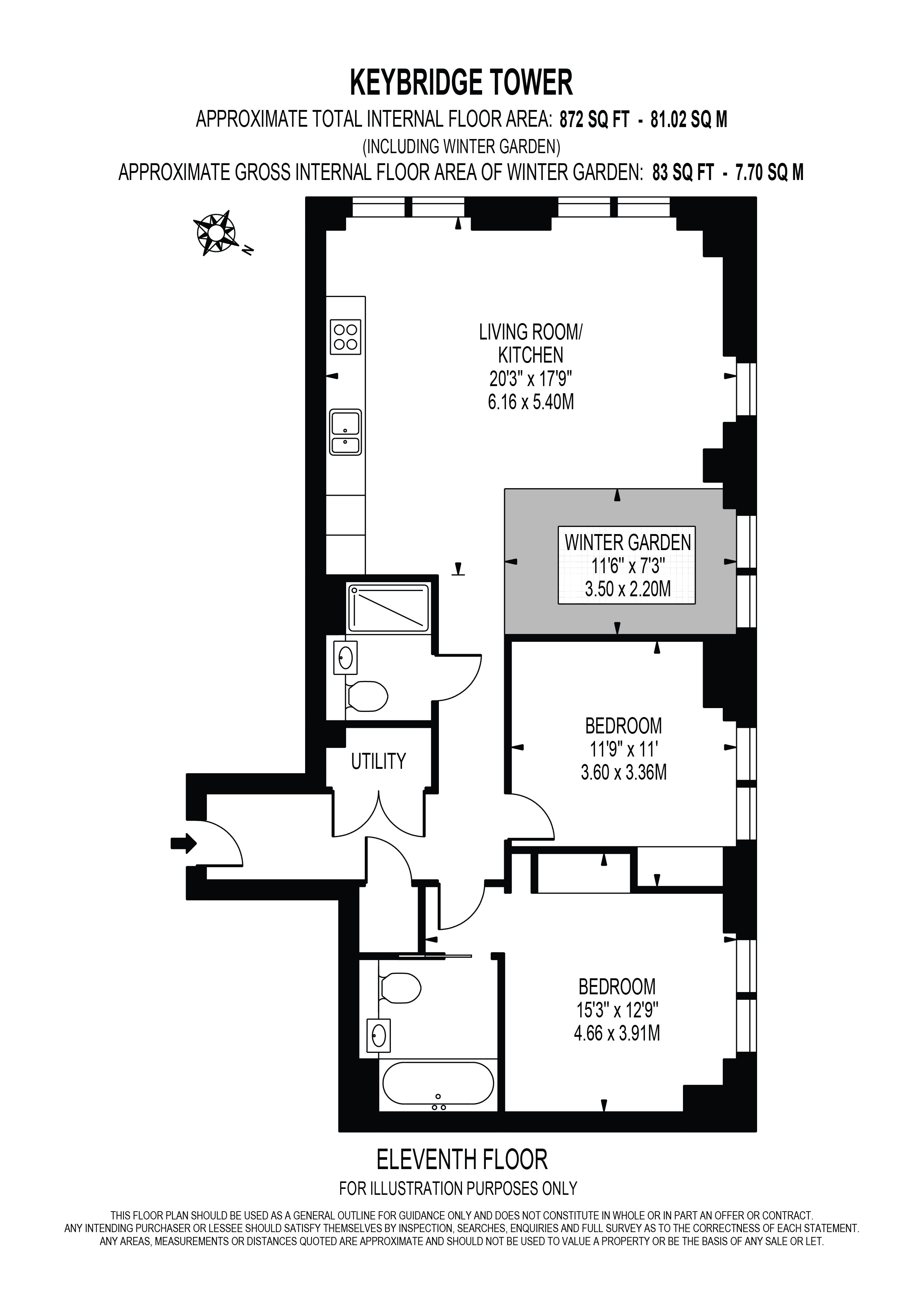 Flat 74 Keybridge Tower 1, Exchange Gardens, London floorplan