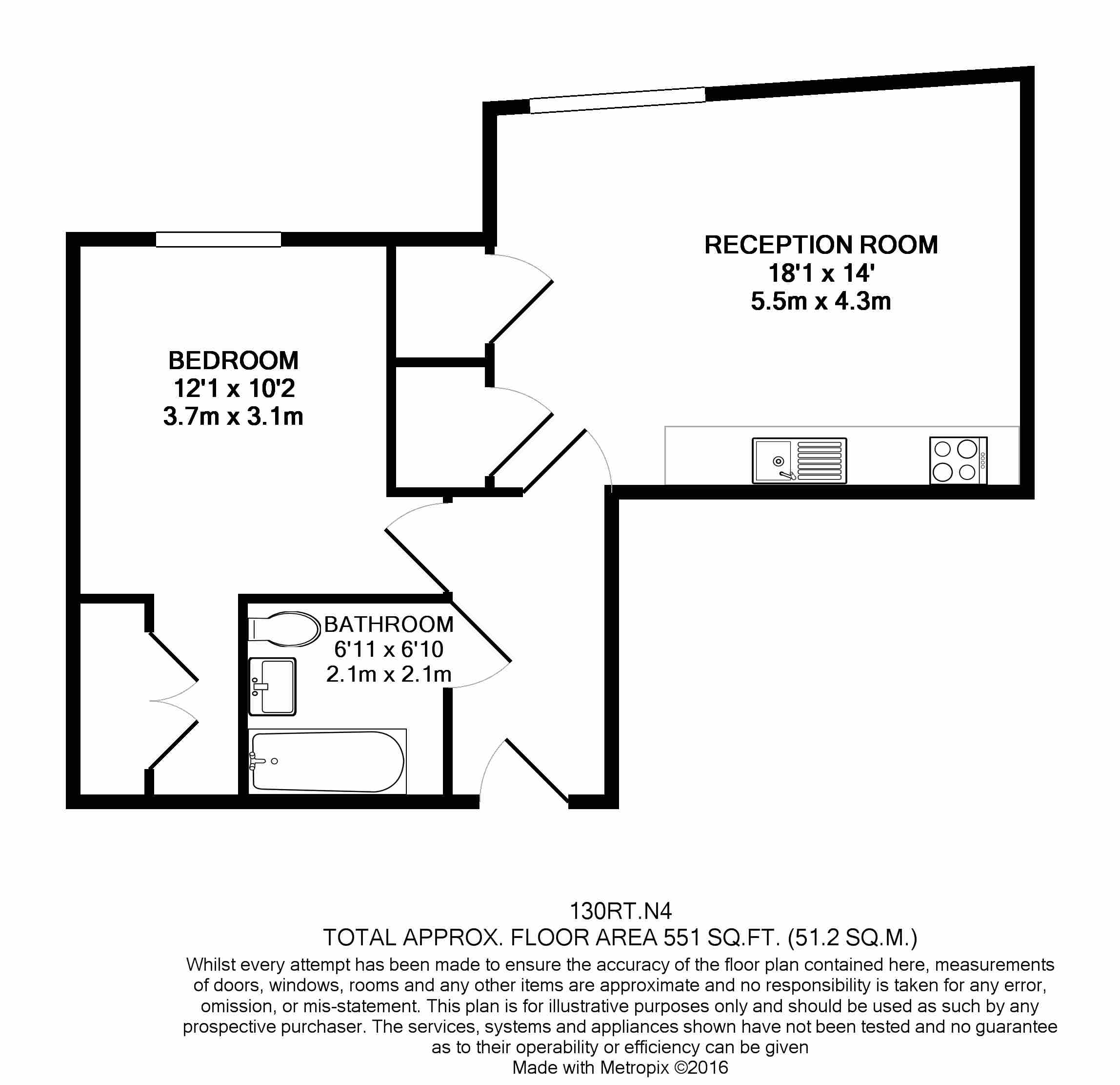 Flat 130, Residence Tower,, Woodberry Grove, London floorplan