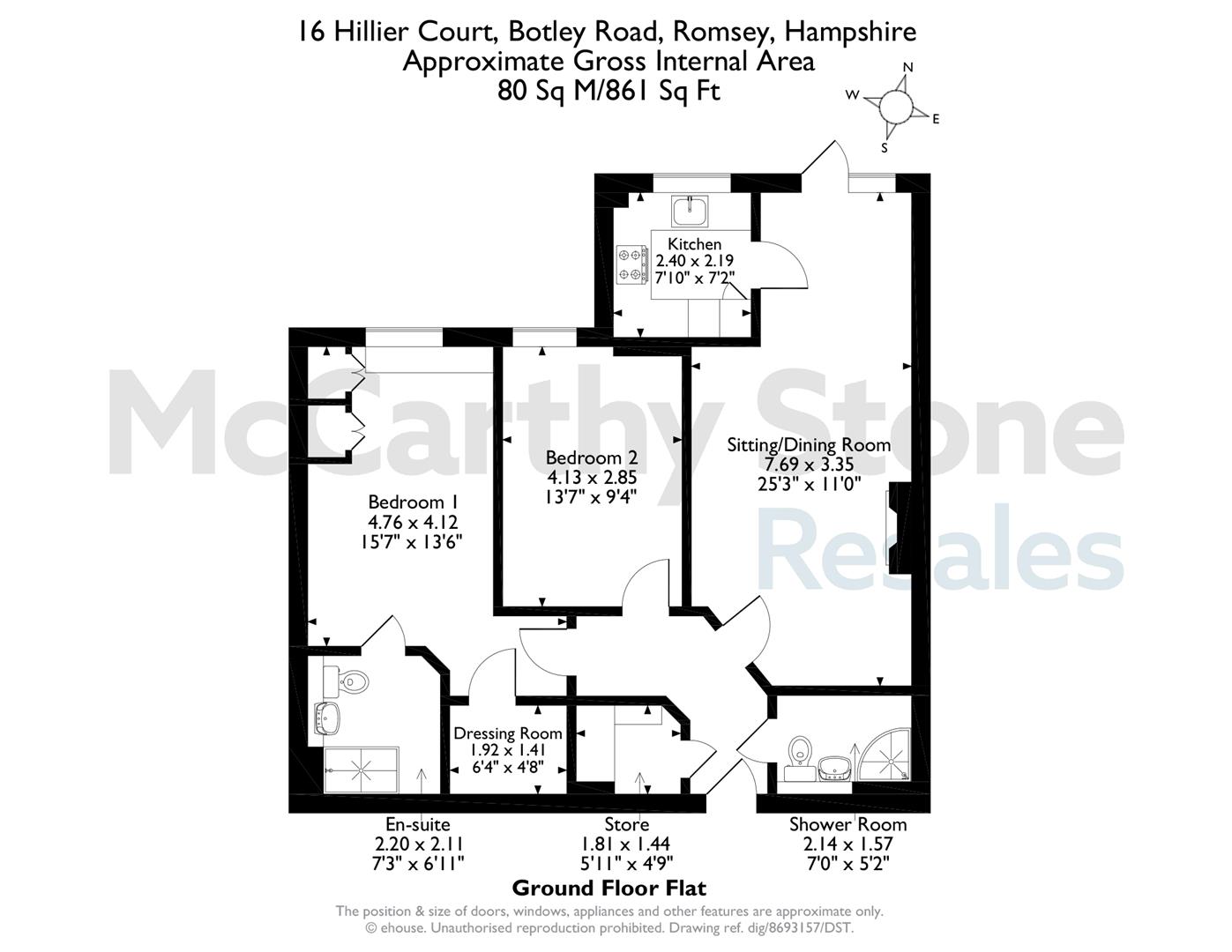 16 Hillier Court, Botley Road, Romsey floorplan
