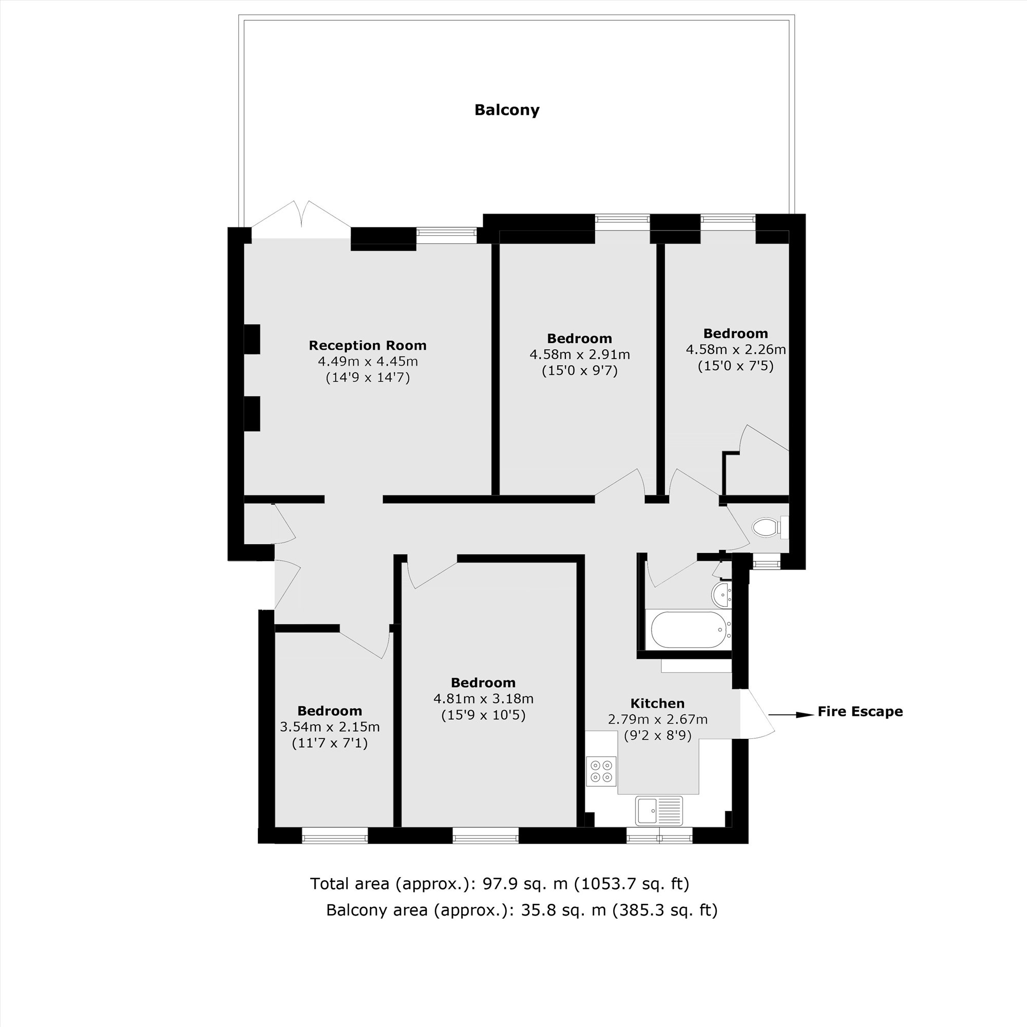 Flat 1, Telford Court, Streatham Hill, London floorplan