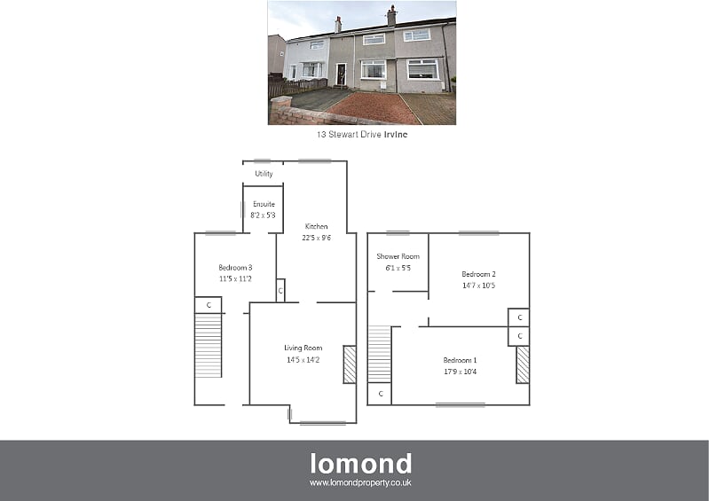 3 Bedrooms Terraced house for sale in Stewart Drive, Irvine, North Ayrshire KA12