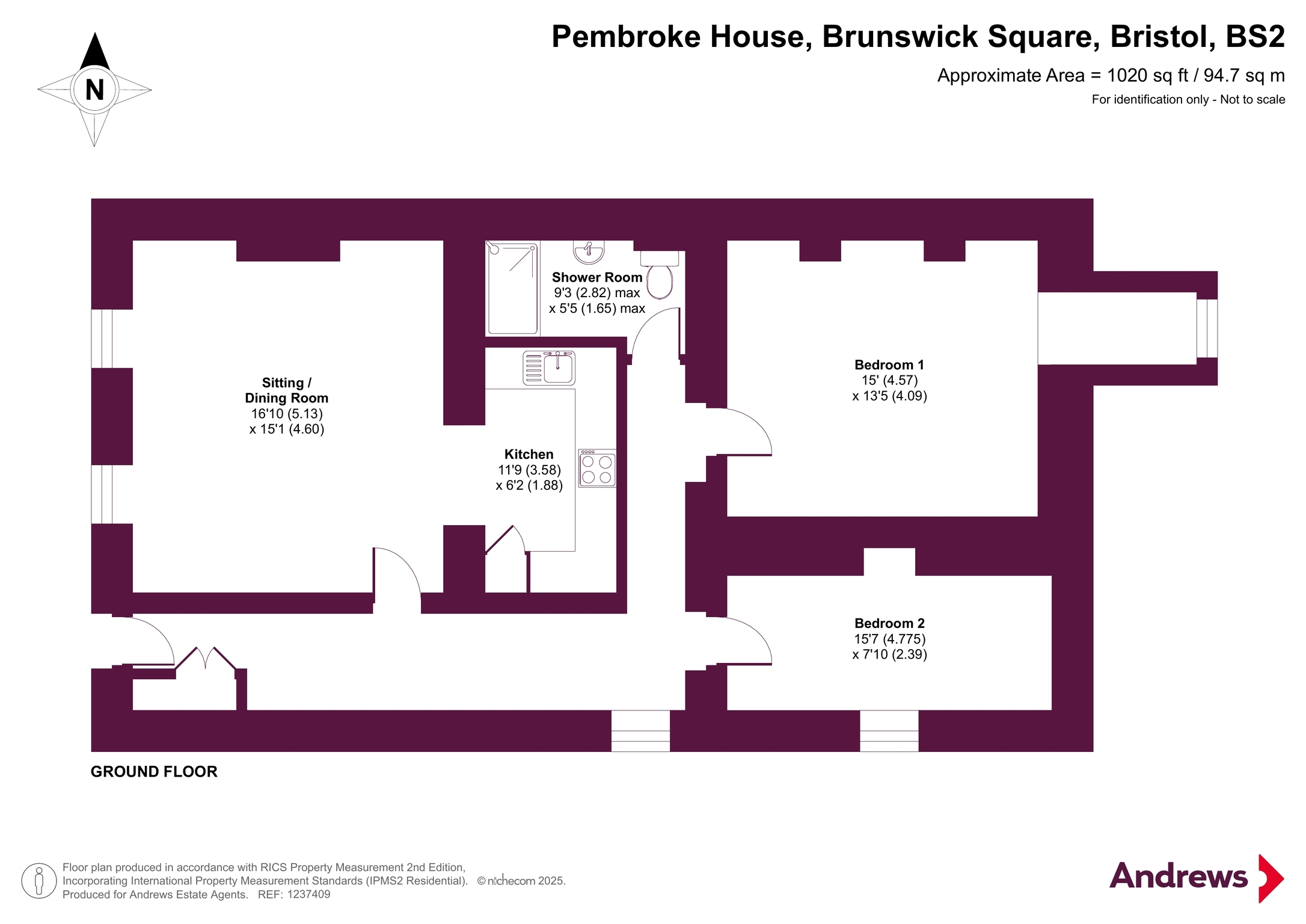 Flat 1, 7, Pembroke House, Bristol floorplan