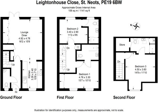3 Bedrooms Town house to rent in Leightonhouse Close, St. Neots PE19