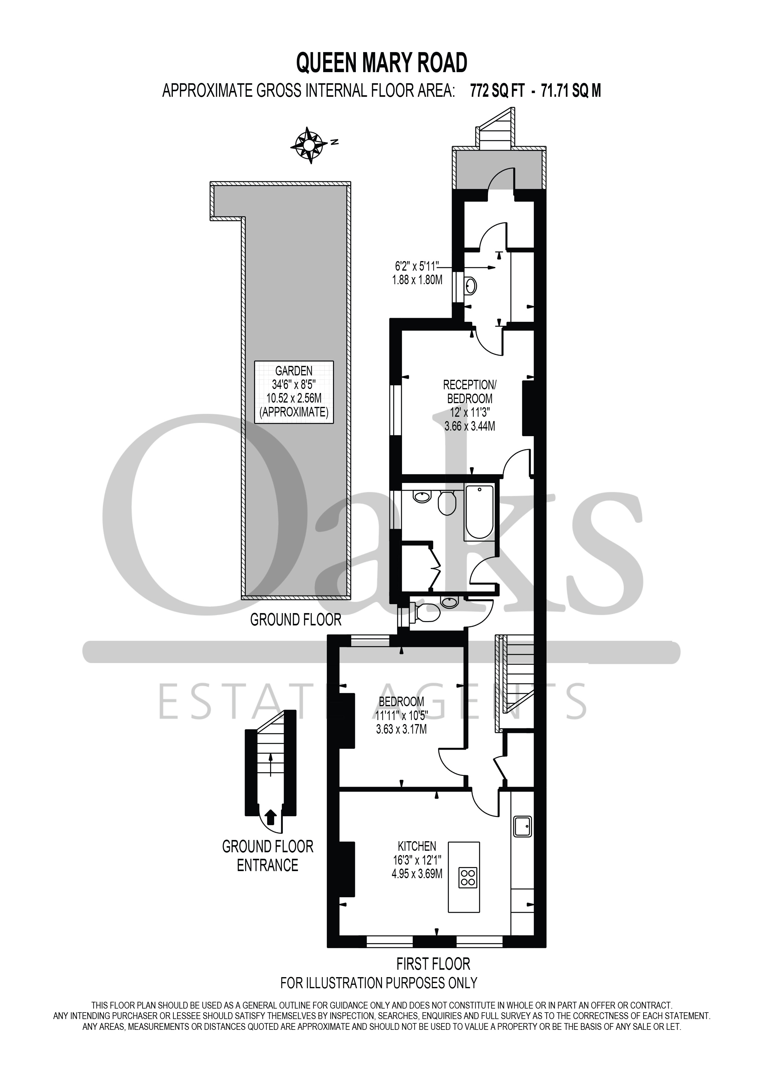 First Floor Flat, 17, Queen Mary Road, London floorplan