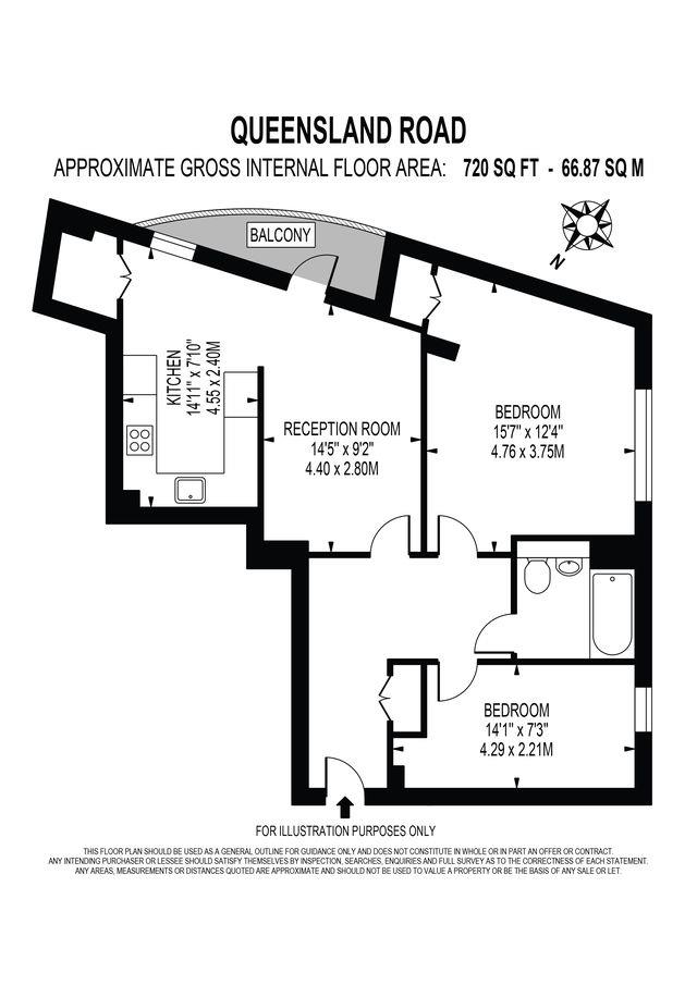 Flat 14, 3, Queensland Road, Islington floorplan