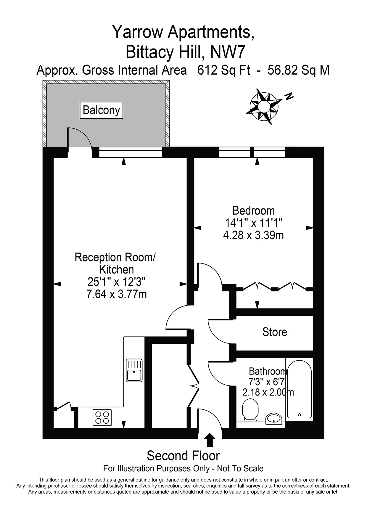 Flat 38, Yarrow Apartments, 82, Bittacy Hill, London floorplan