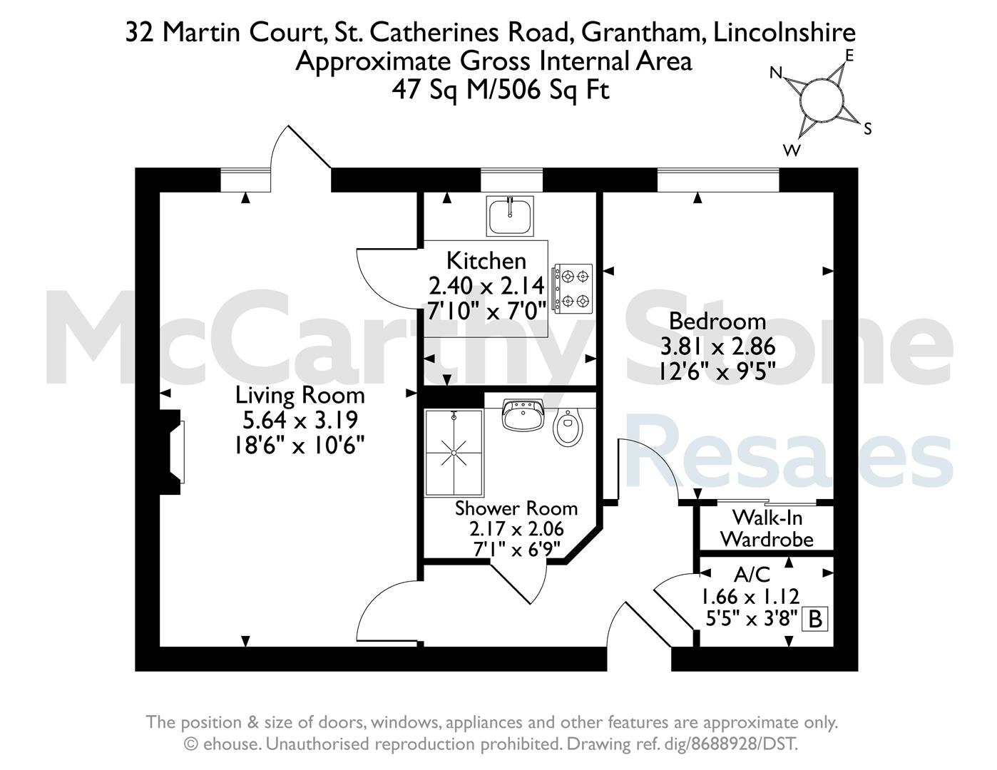 32 Martin Court, St. Catherines Road, Grantham floorplan