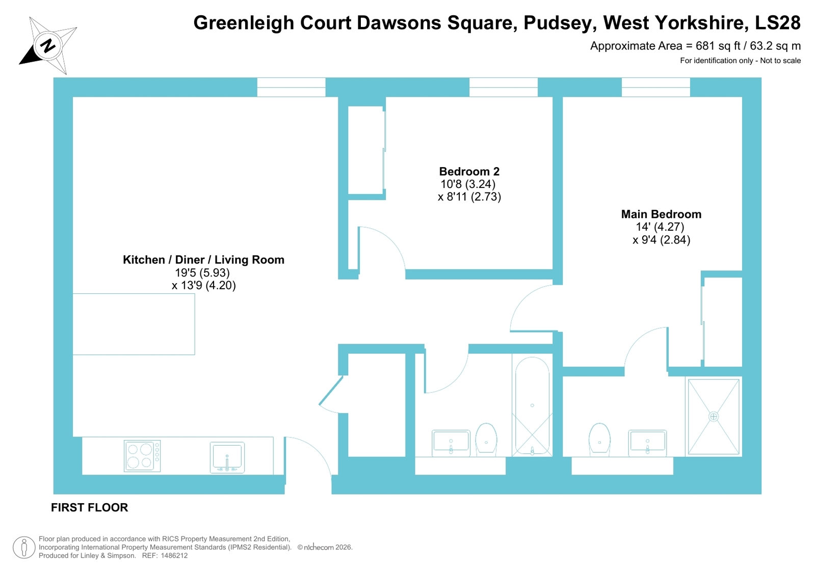 Flat 47, Greenleigh Court,, Dawsons Square, West Yorkshire floorplan