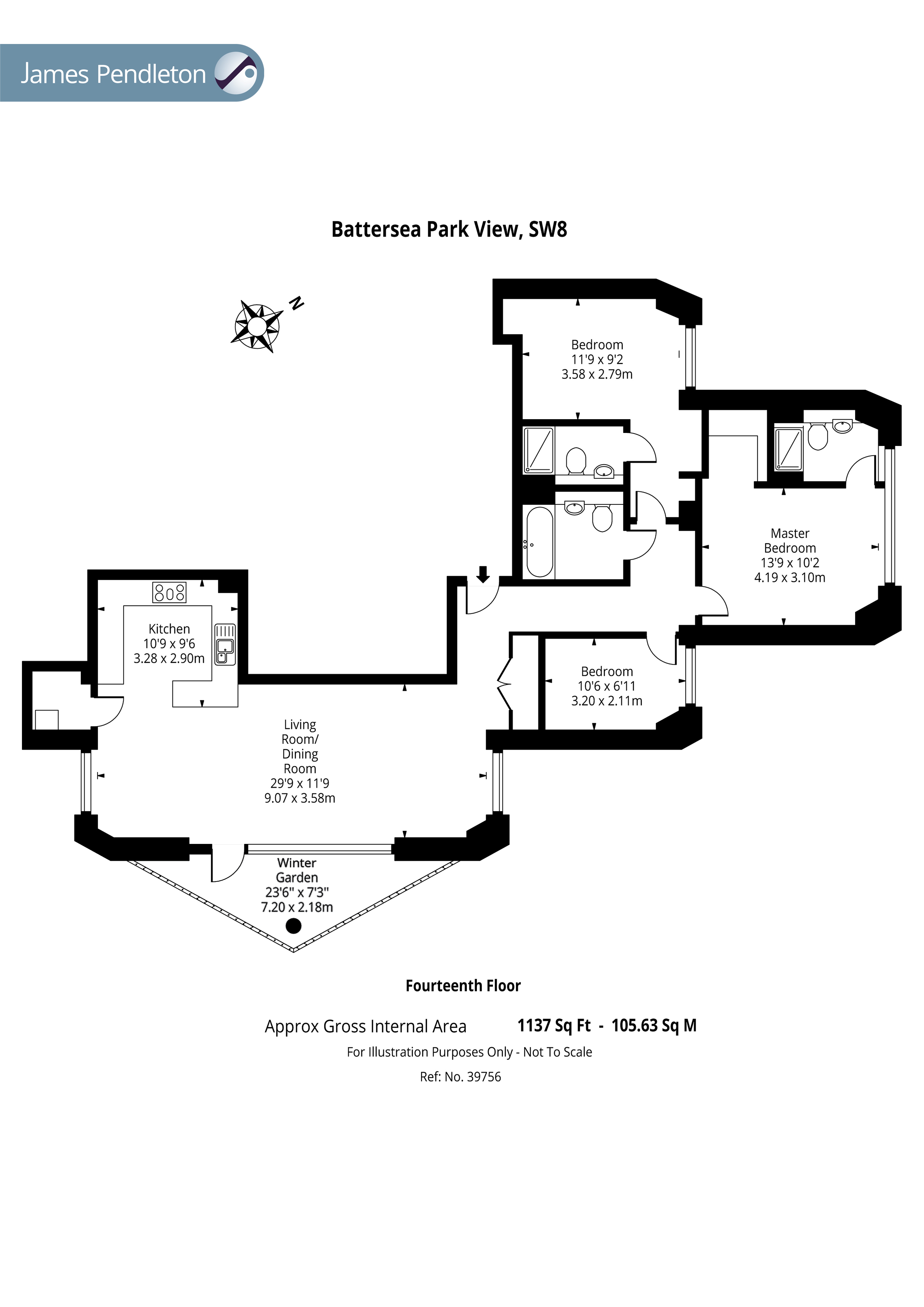 Battersea Park View, Battersea, London SW8, 3 bedroom flat to rent