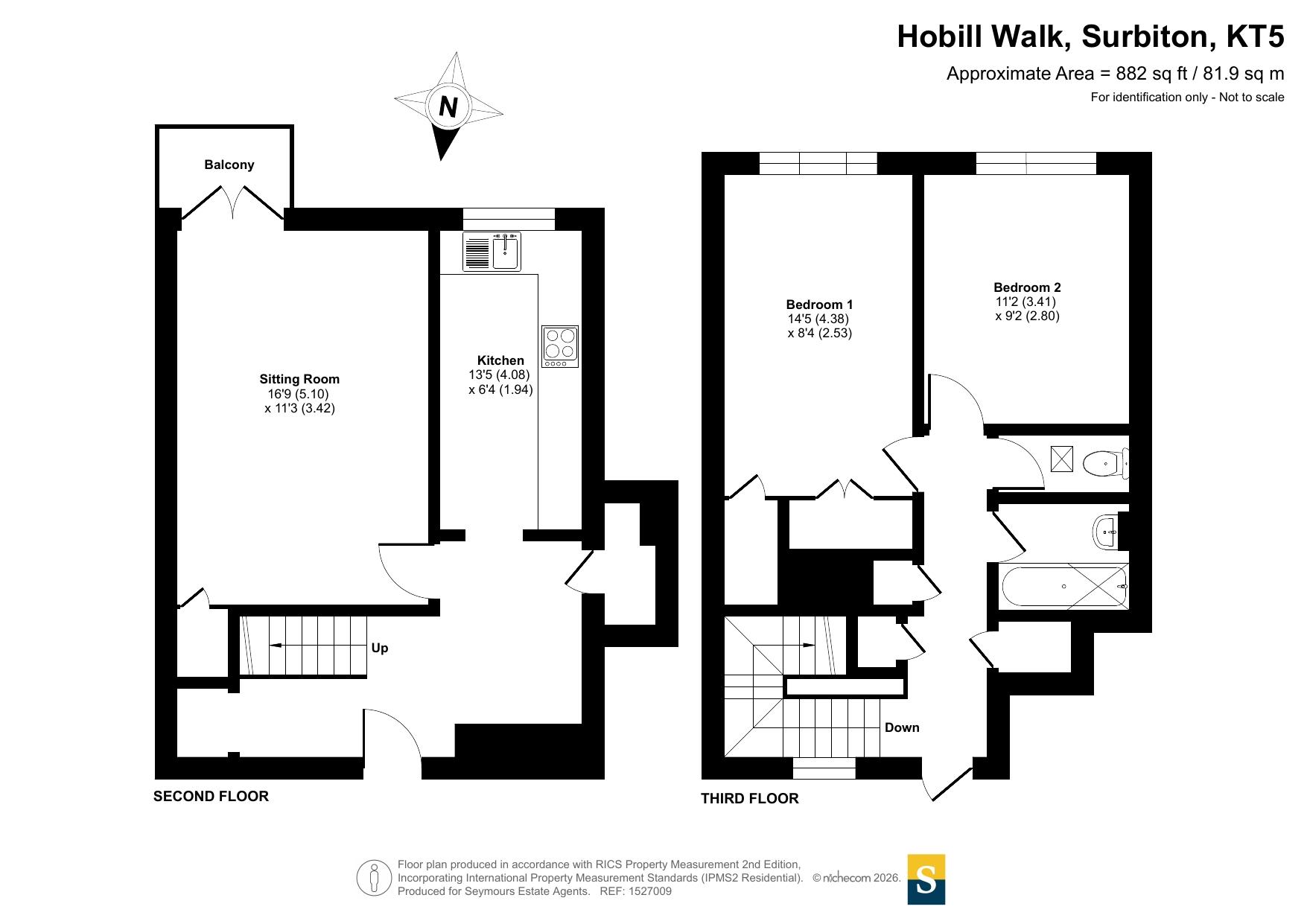 13 Frensham House, 7, Hobill Walk, Surbiton floorplan