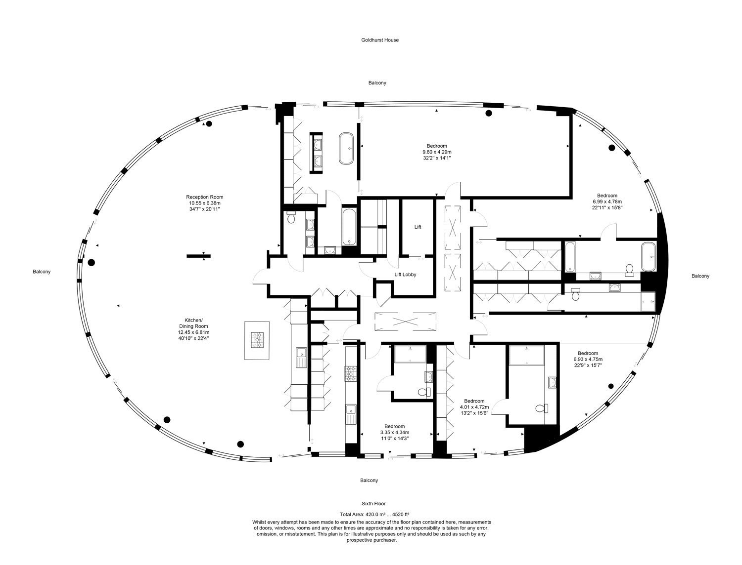 5 Bedrooms Flat to rent in Goldhurst House, Parr's Way, London W6